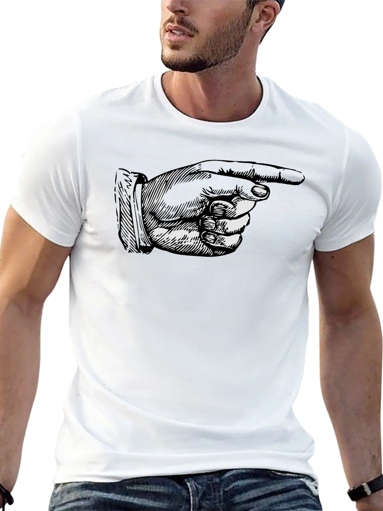 Pointing Hand Graphic Tee - Black