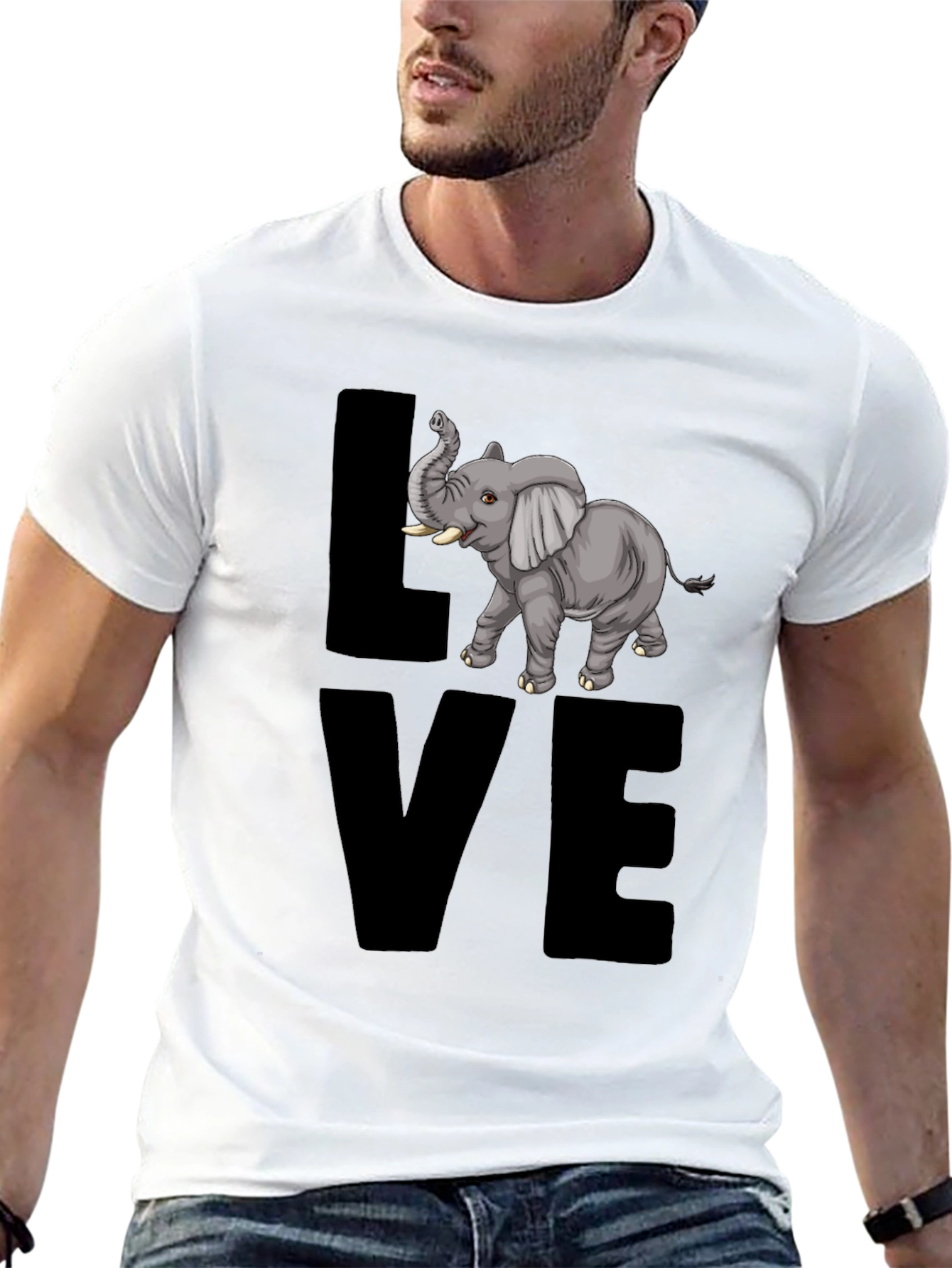 Elephant Love T-Shirt - Mens Black Graphic Tee