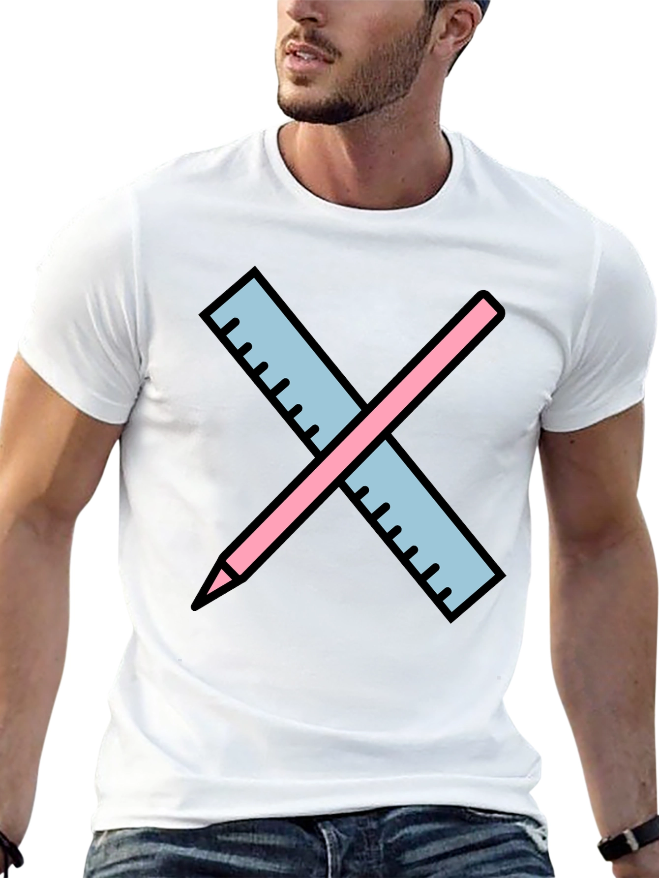 Drafting Tee - Ruler & Pencil Design