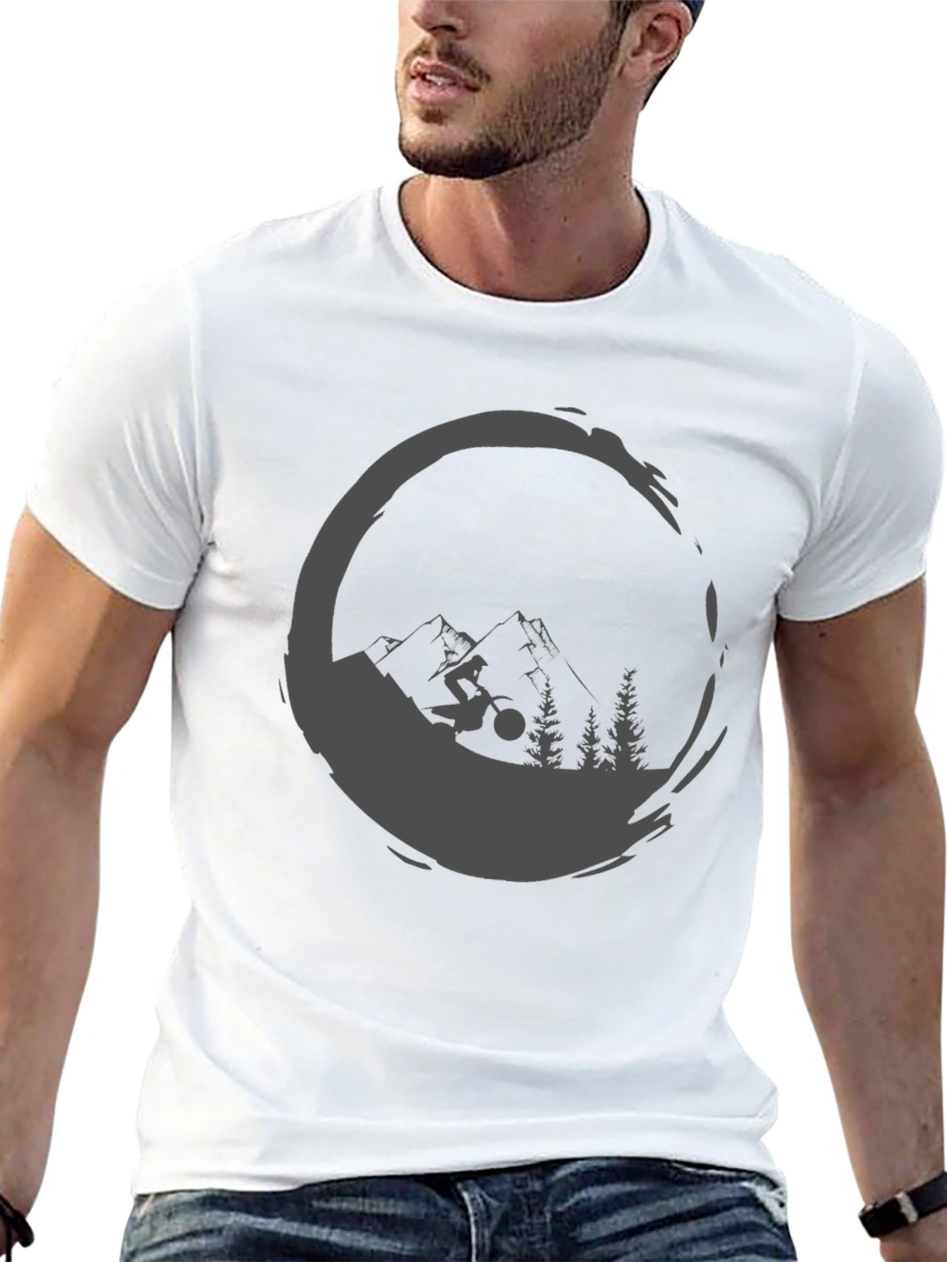 Mountain Biker Graphic Tee - Mens Casual Shirt