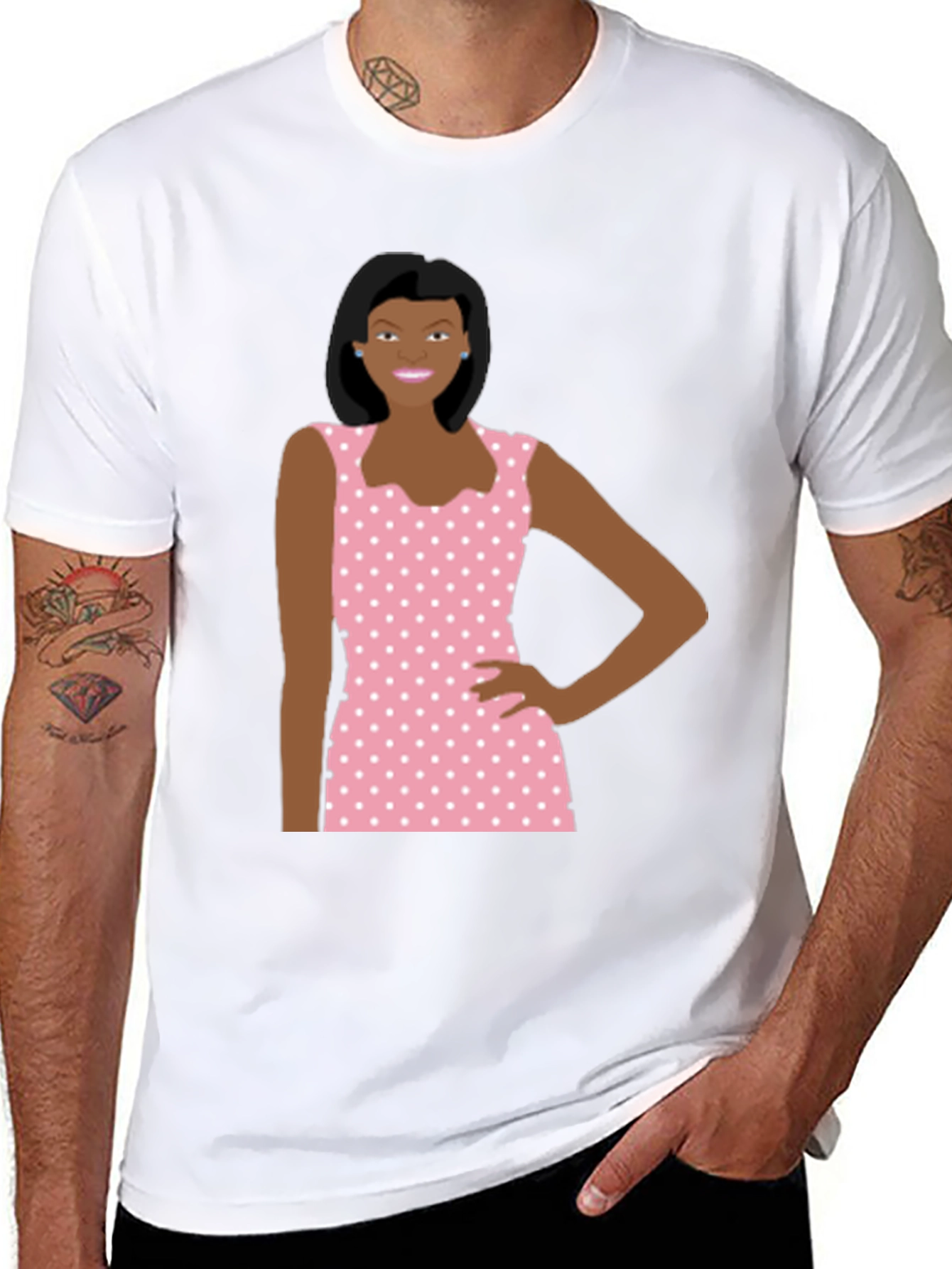 Polka Dot Dress Woman T-Shirt - Fun Fashion Top