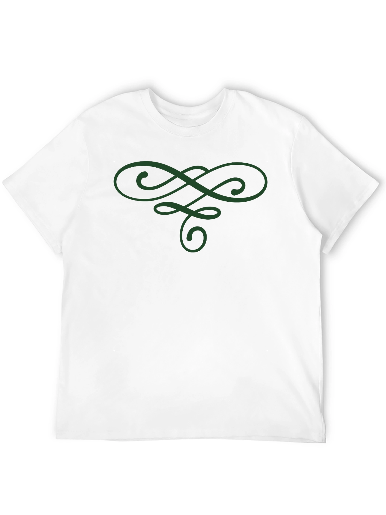 Elegant Green Swirl Graphic Black T-Shirt