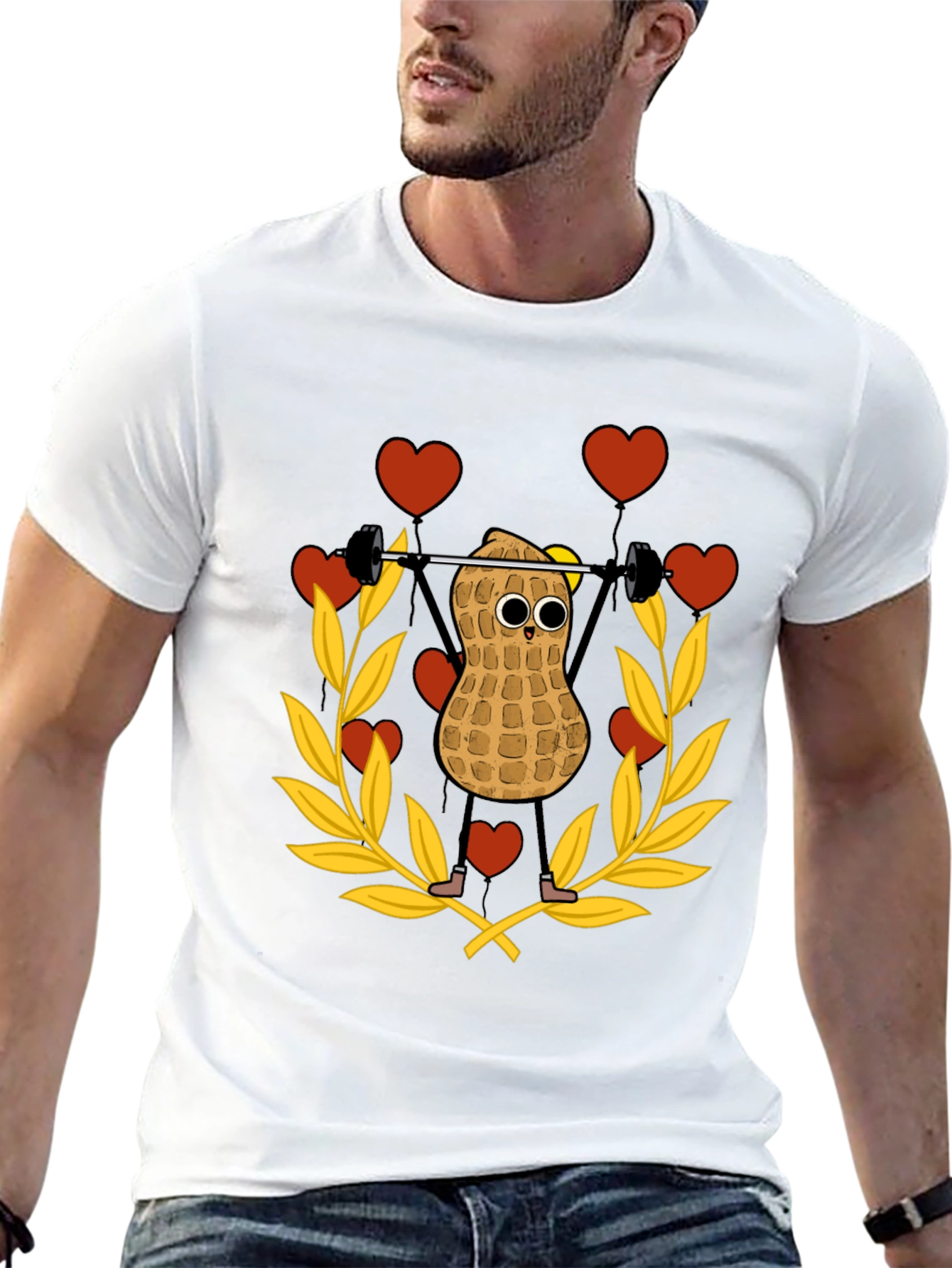 Funny Peanut Weightlifter Graphic Tee