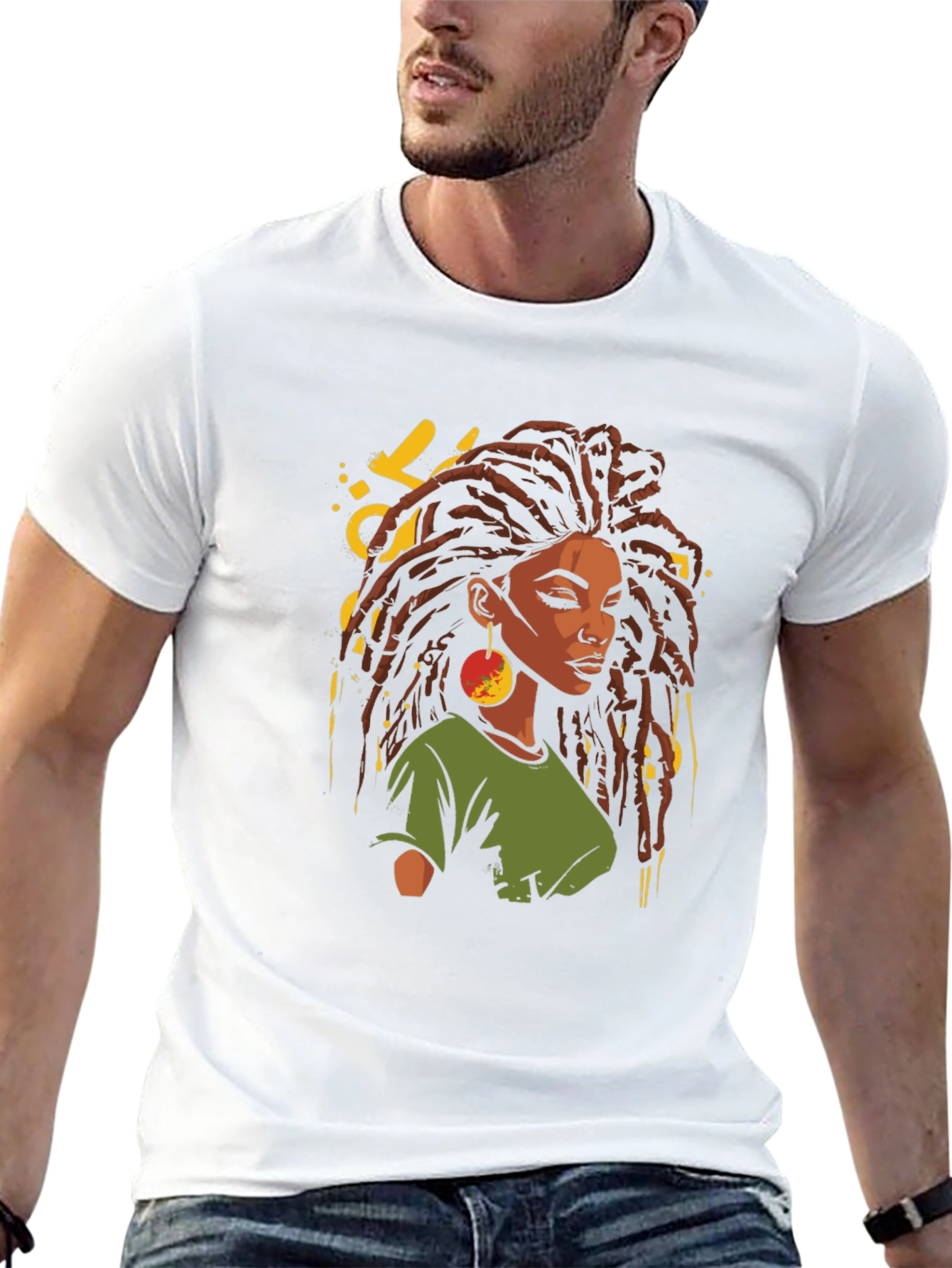 Rasta Woman Graphic T-Shirt - Black