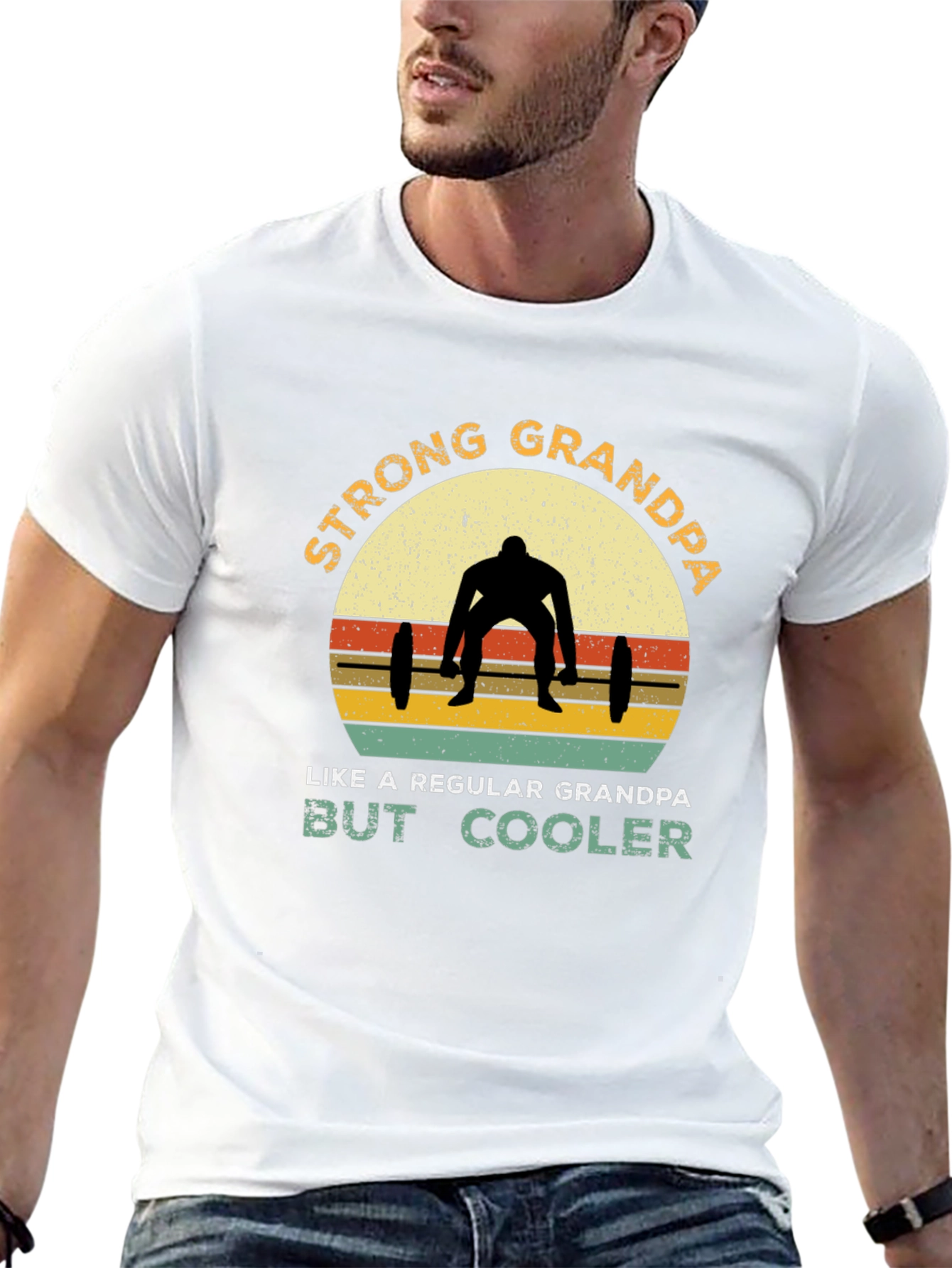 Strong Grandpa T-Shirt: Weightlifting Grandpa Design