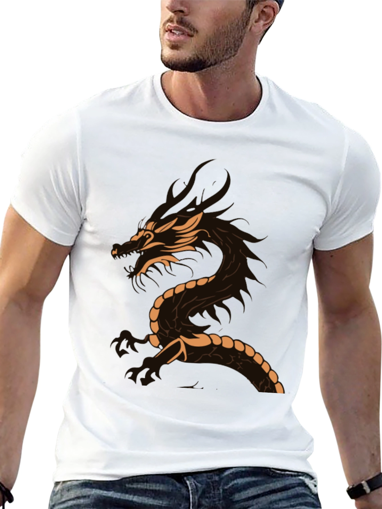 Dragon Graphic Tee - Black Casual T-Shirt