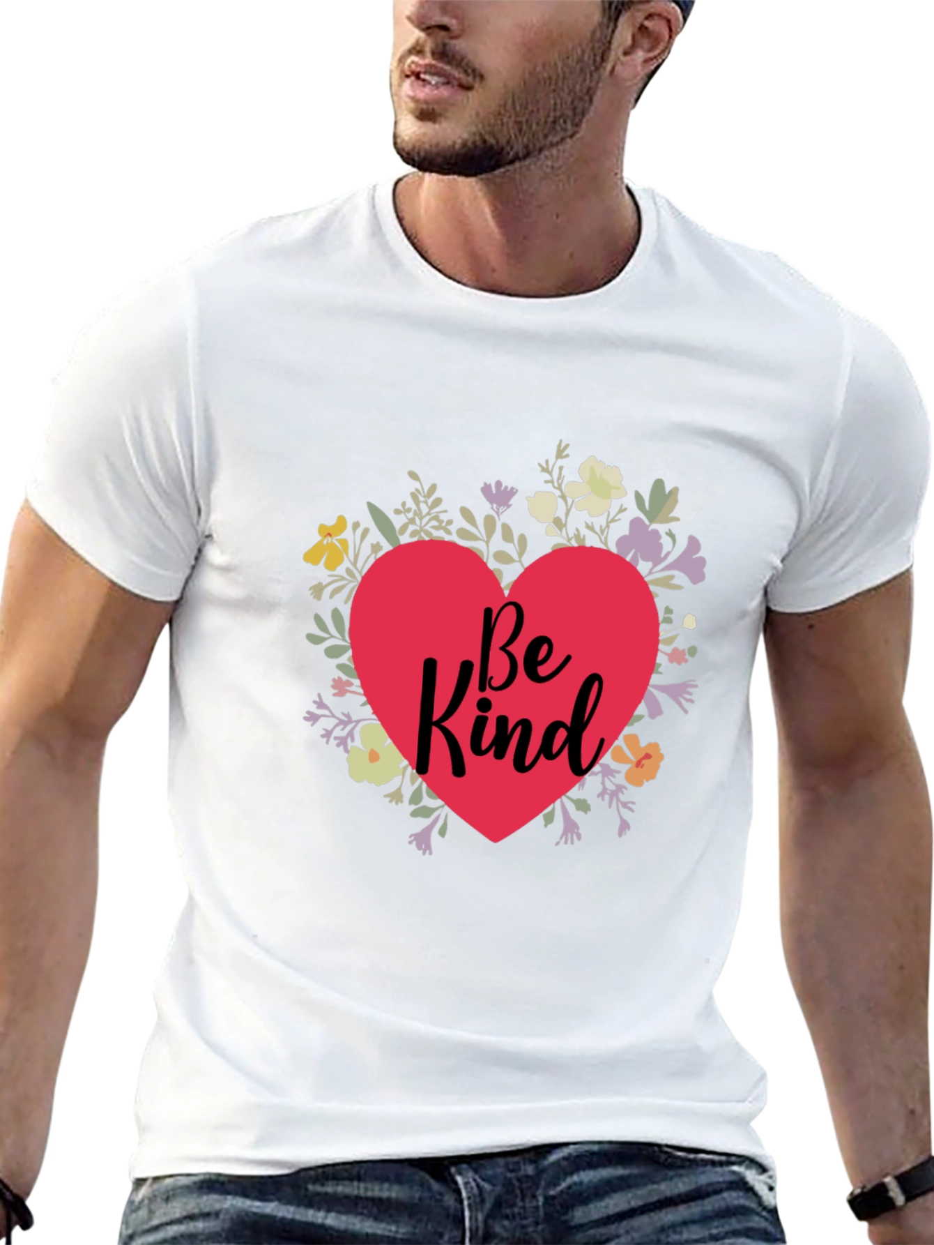 Be Kind Floral Heart Graphic T-Shirt