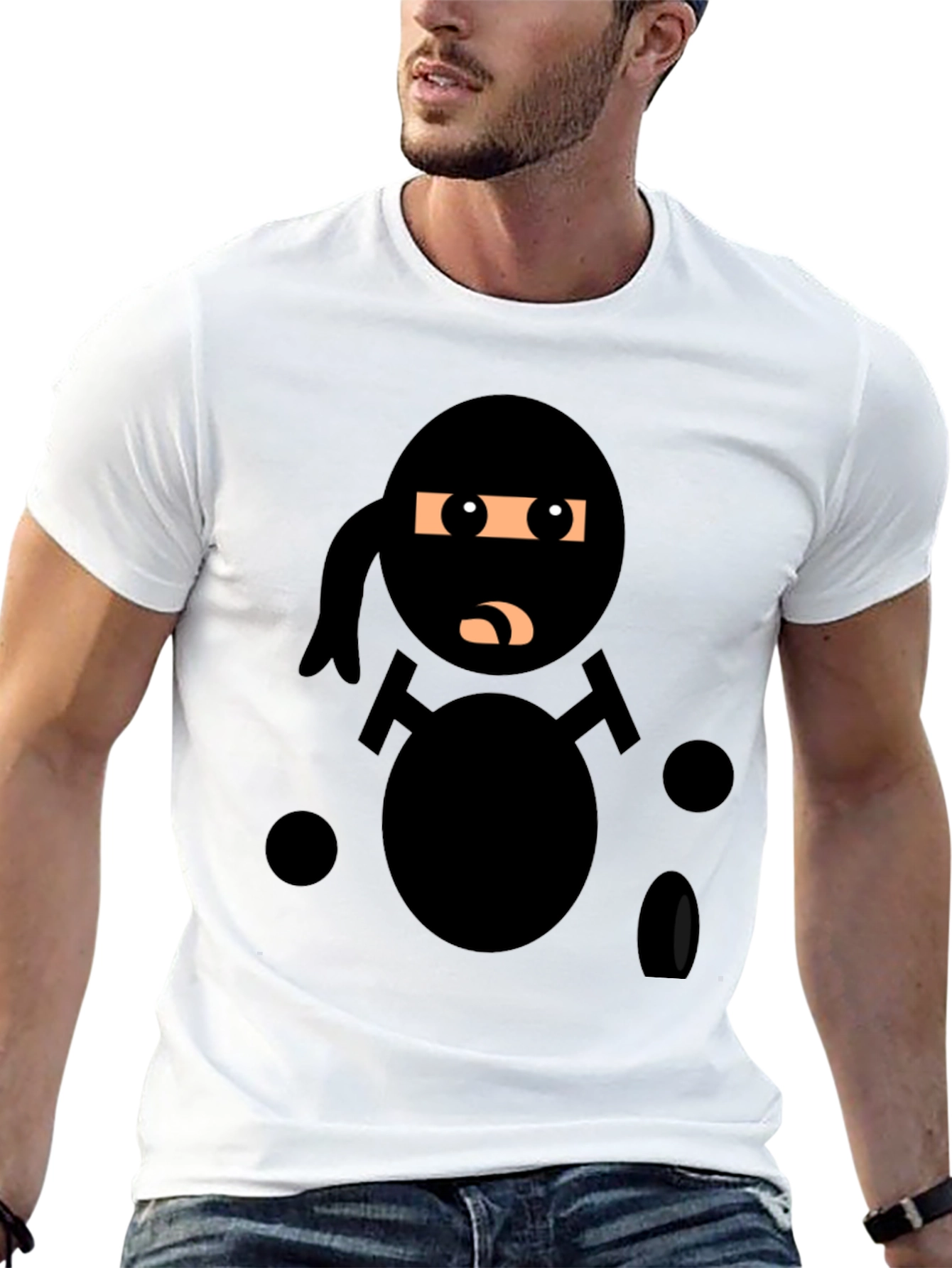 Ninja Cartoon Black T-Shirt