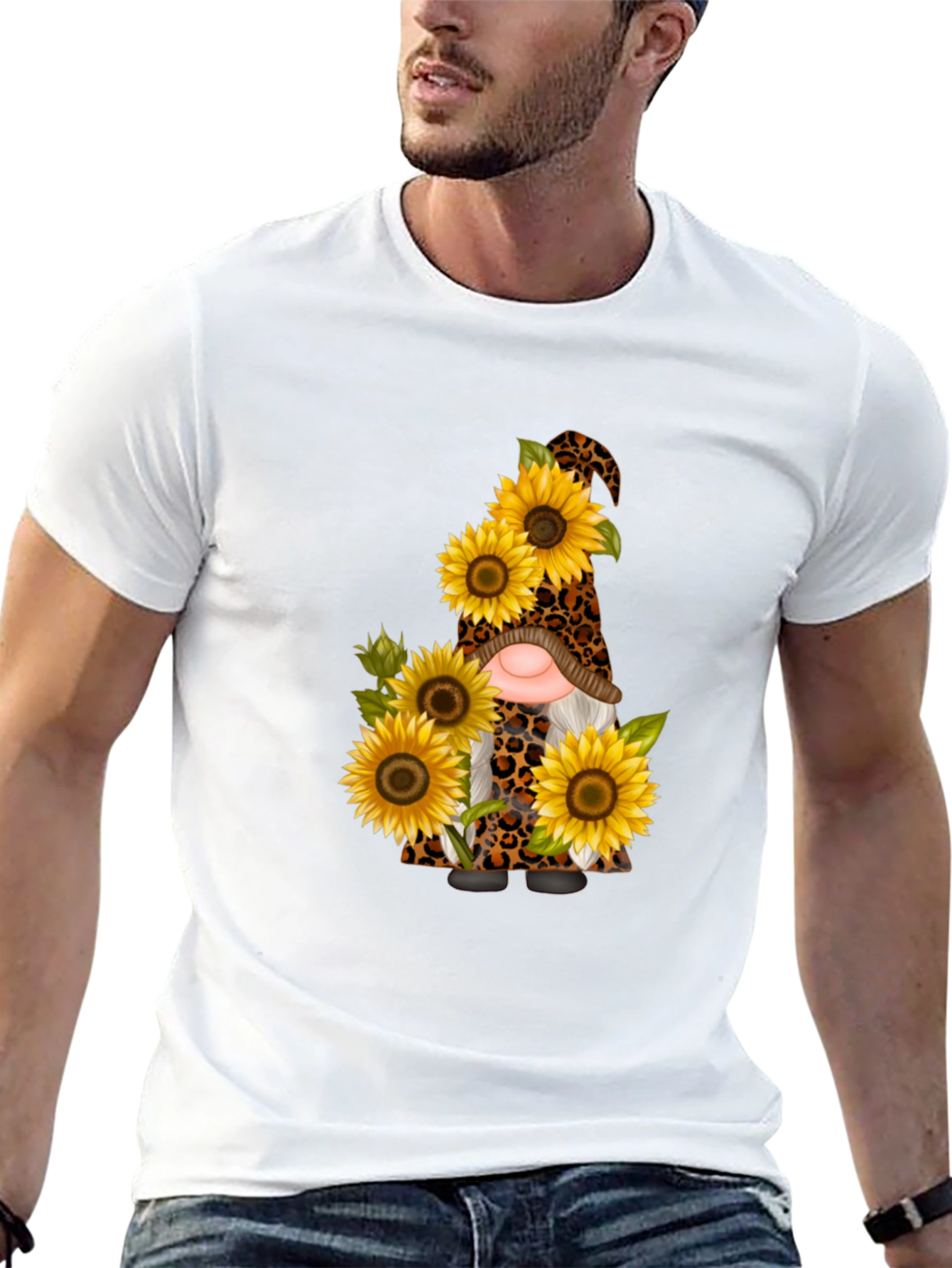 Sunflower Leopard Gnome Black Tee