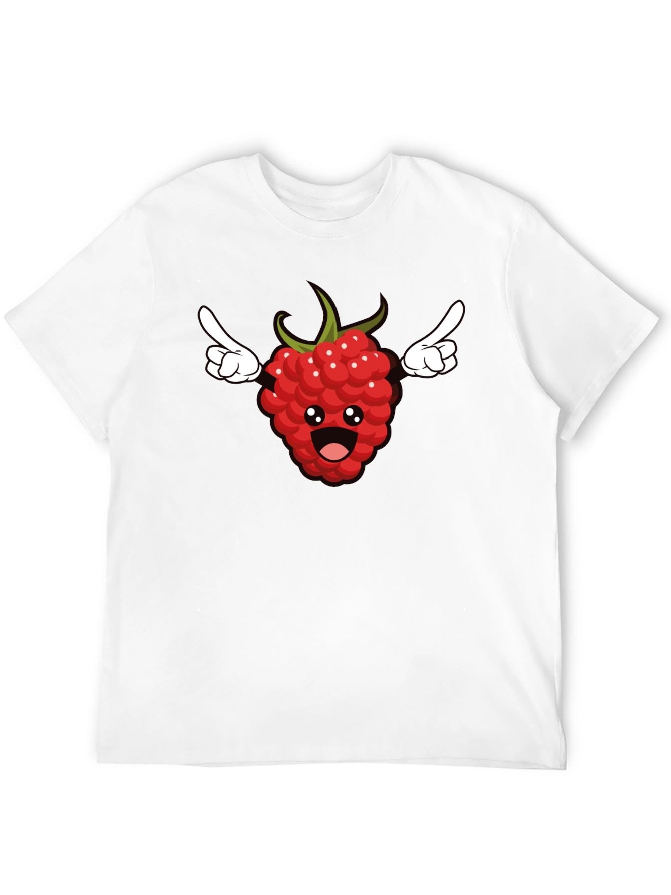 Funny Raspberry Cartoon Graphic T-Shirt - Black