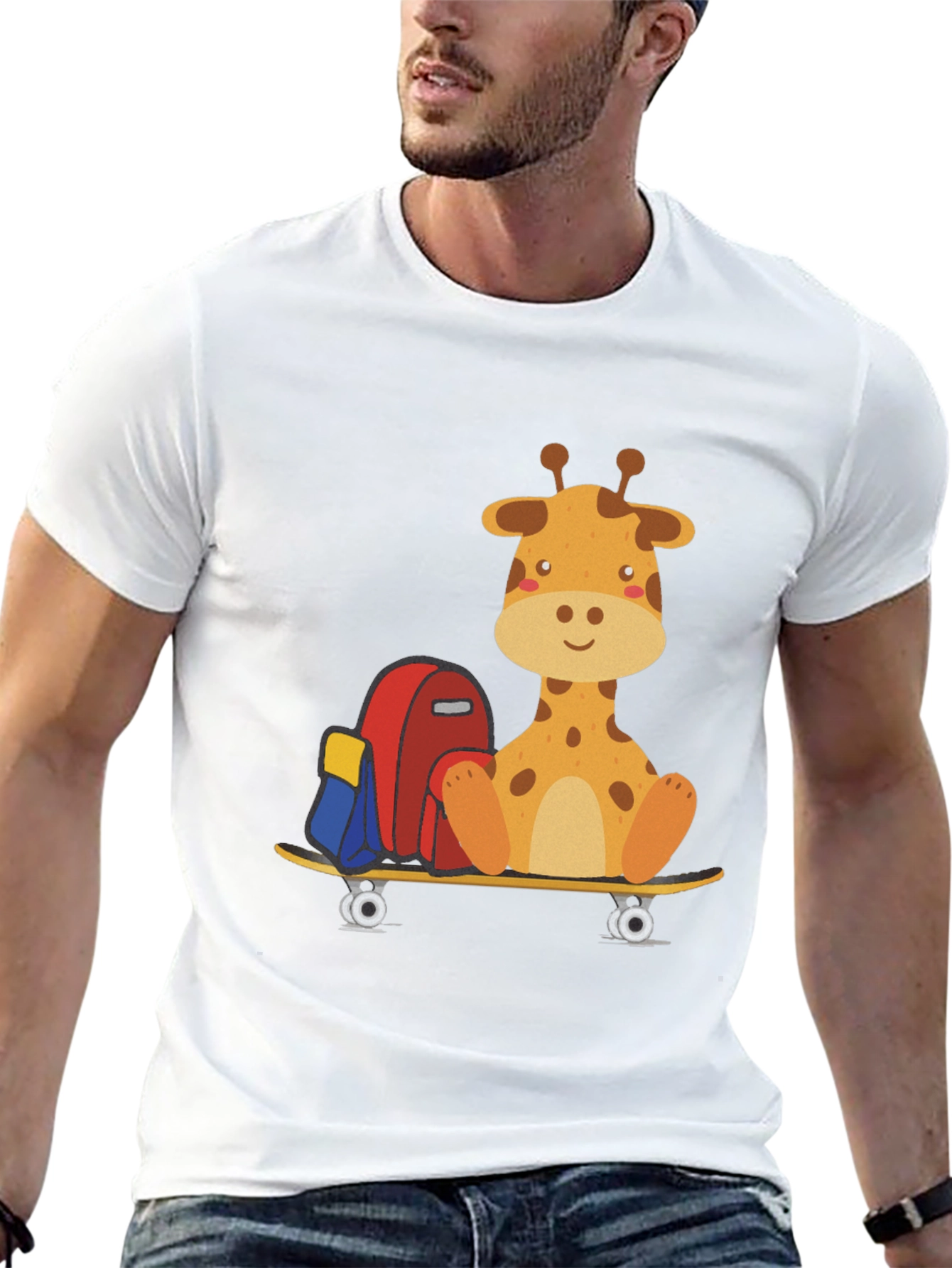 Giraffe Skateboard T-Shirt - Cool Graphic Tee