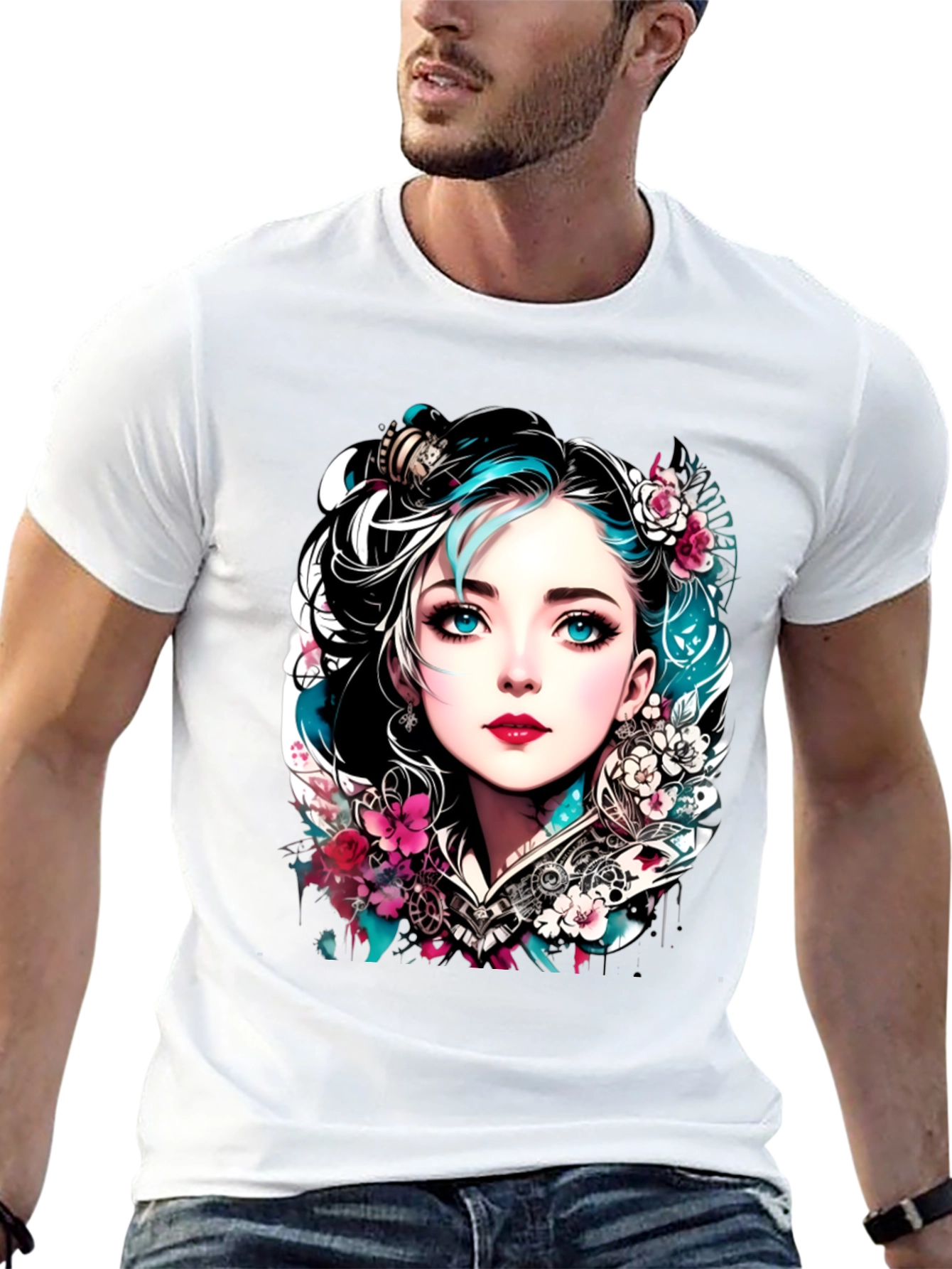 Floral Steampunk Girl Tee