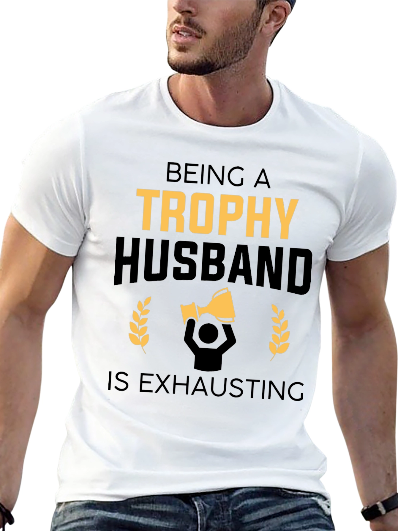 Trophy Husband Funny Black Graphic Tee