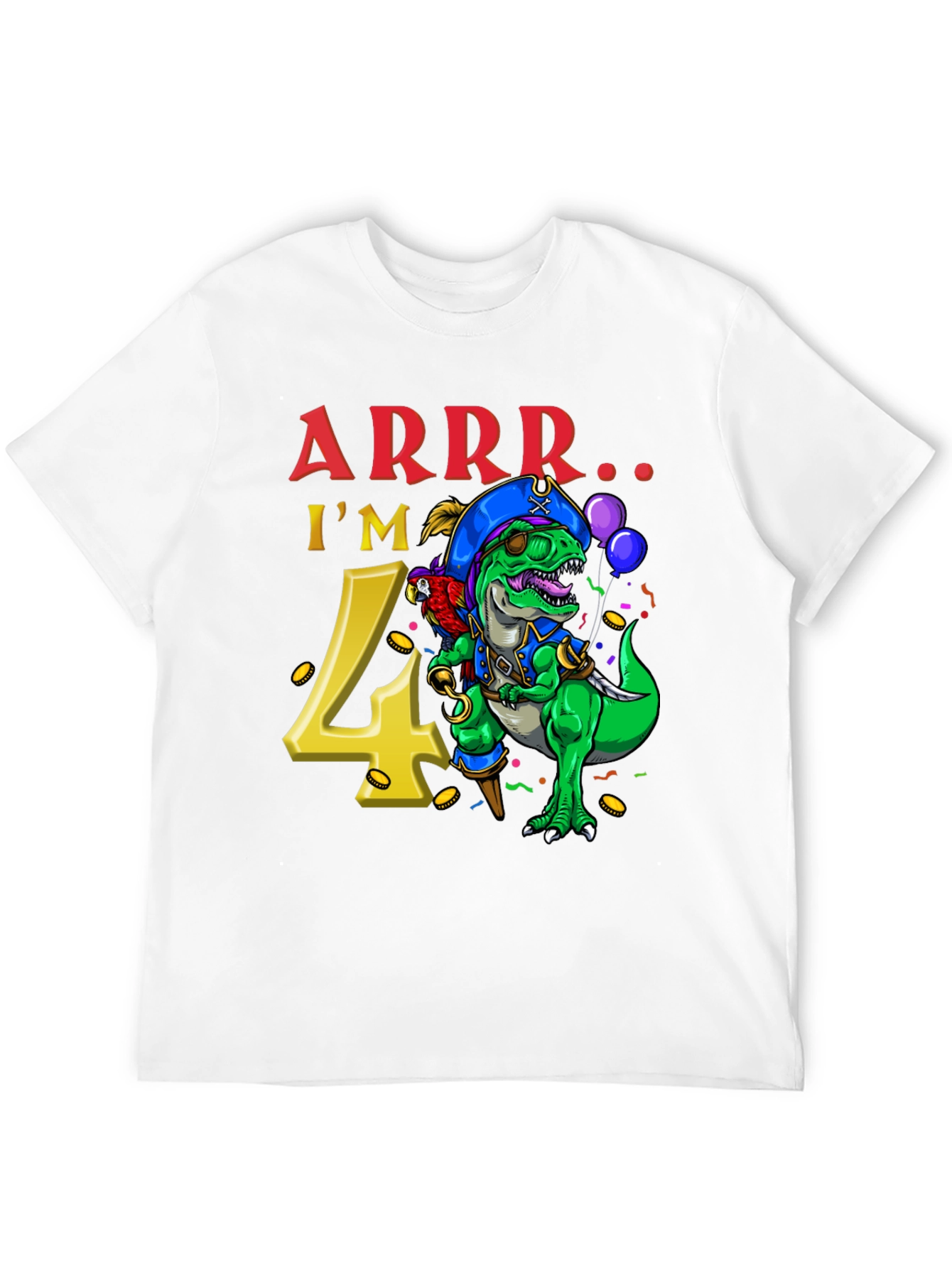 Pirate Dinosaur 4th Birthday T-Shirt