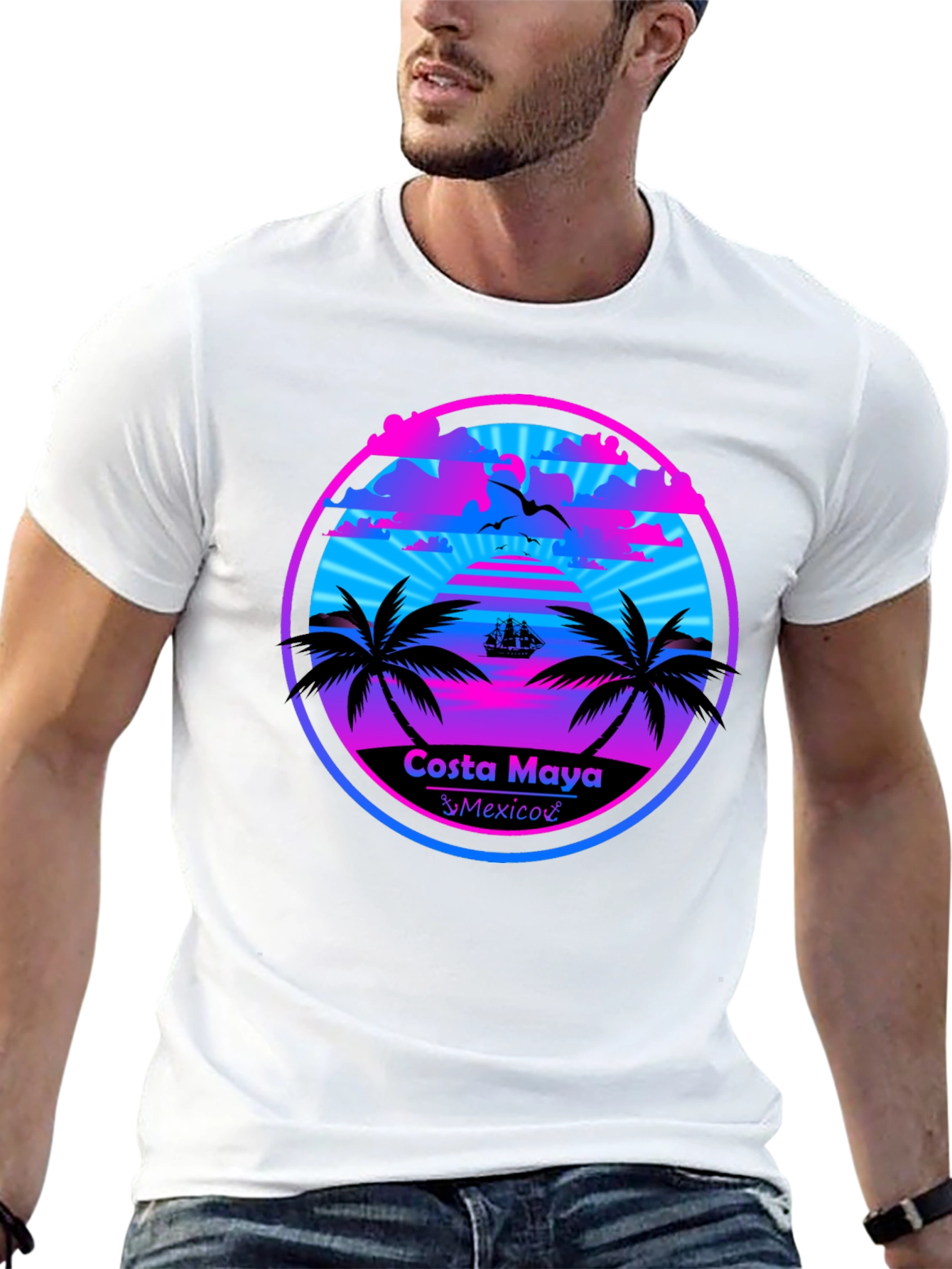 Costa Maya Mexico Graphic T-Shirt Retro Beach Design