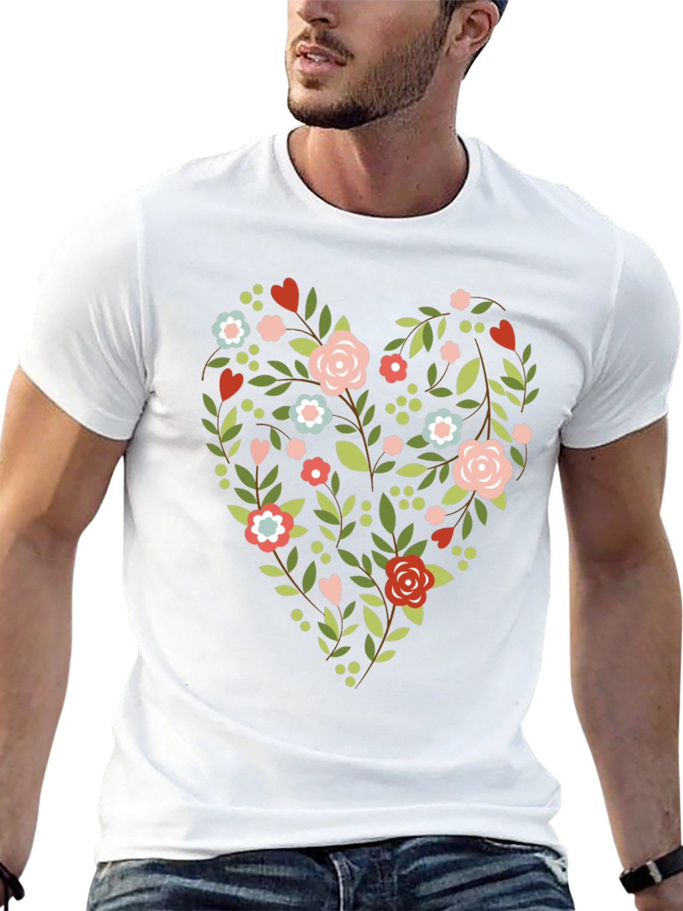 Floral Heart Tee - Stylish & Unique Design