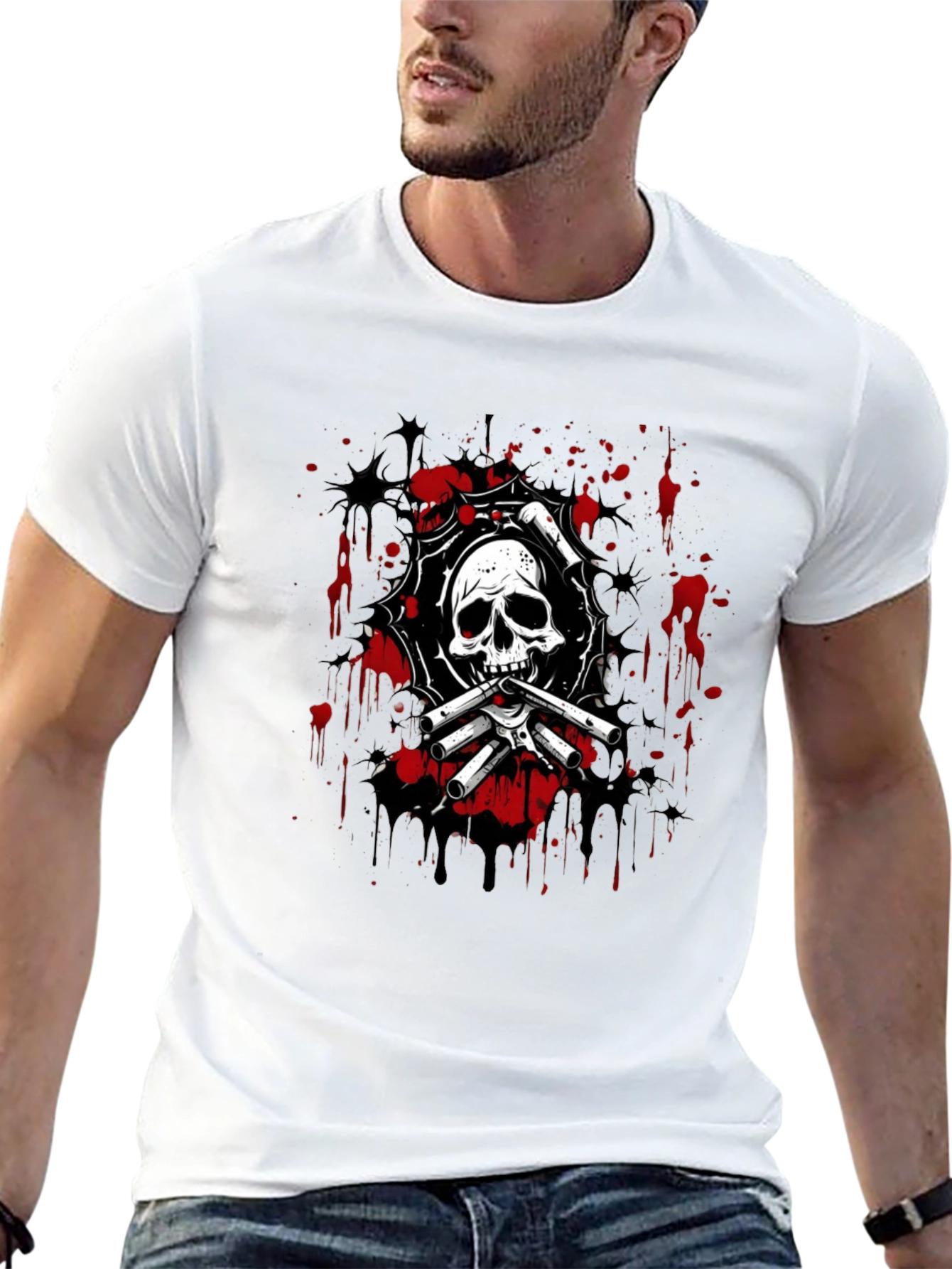 Skull & Bones Graphic Print T-Shirt - Black