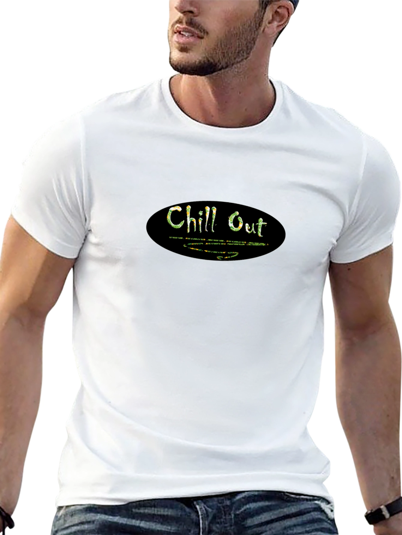 Chill Out Black Graphic T-Shirt - Relaxed Comfort