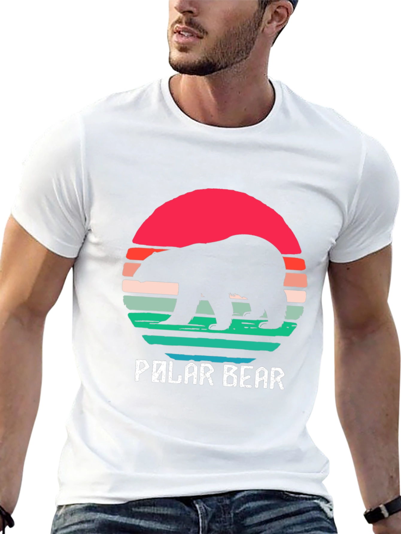 Polar Bear Sunset T-Shirt - Retro Style