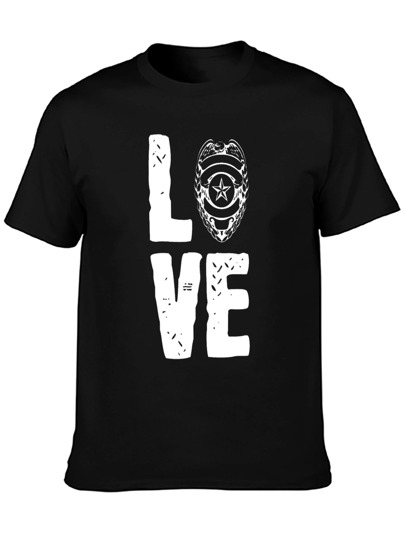Police LOVE T-Shirt - Black Cotton Blend Graphic Tee