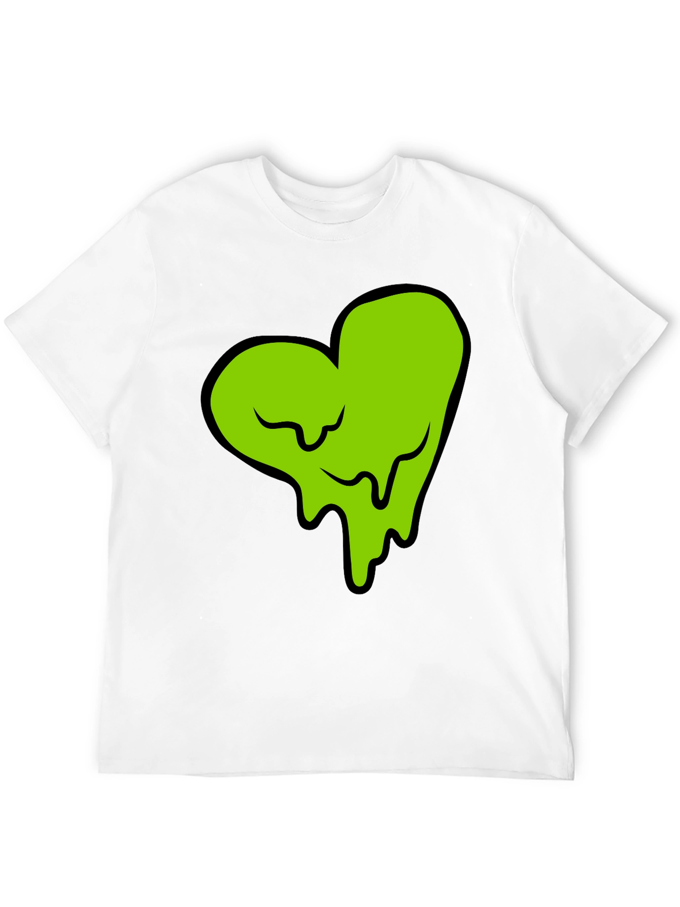 Green Slime Heart Graphic Black T-Shirt