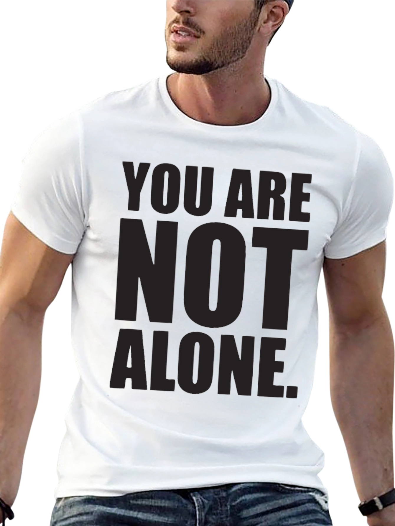 Inspirational You Are Not Alone Black T-Shirt