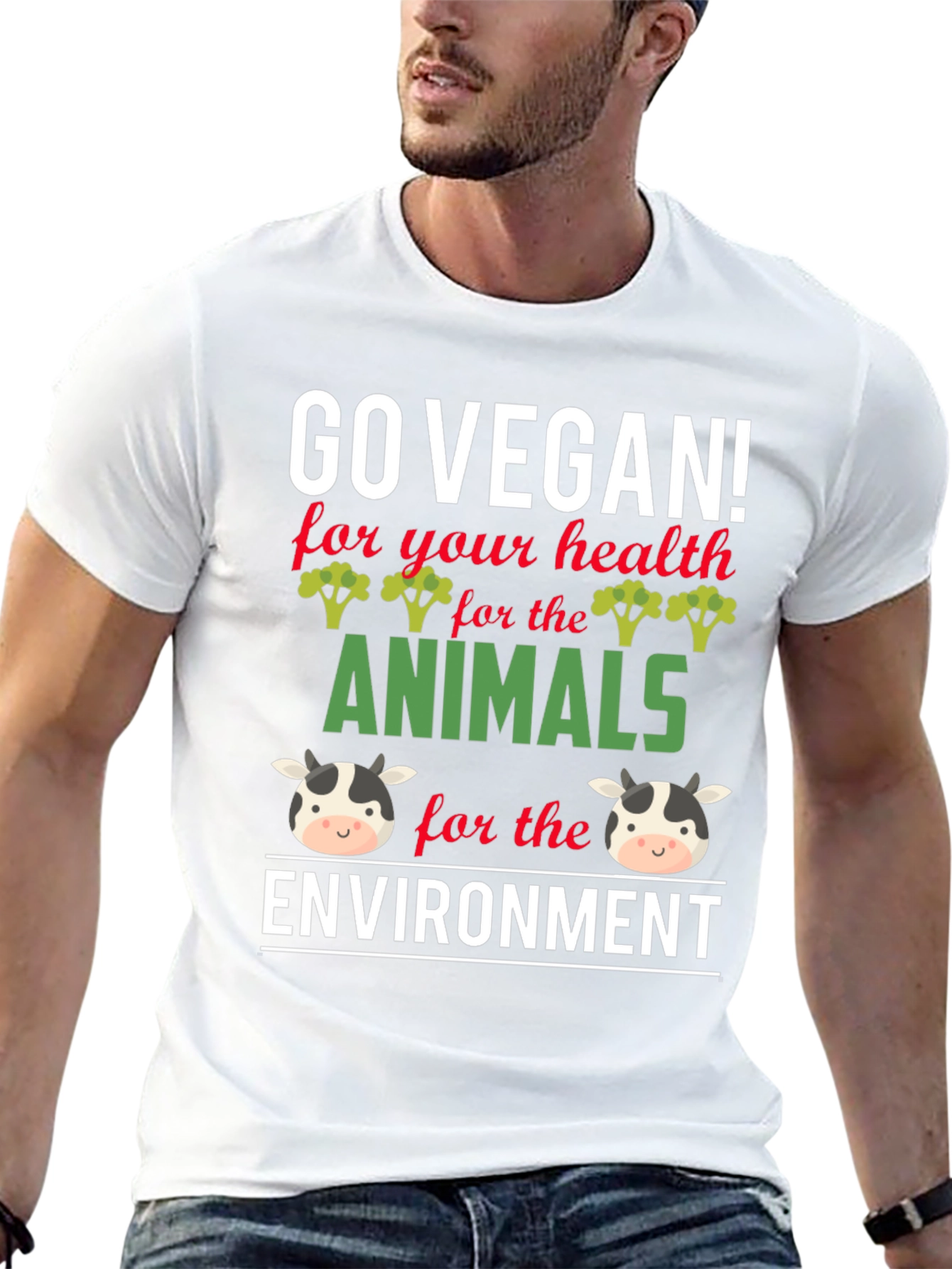 Go Vegan T-Shirt - Health Animals Environment