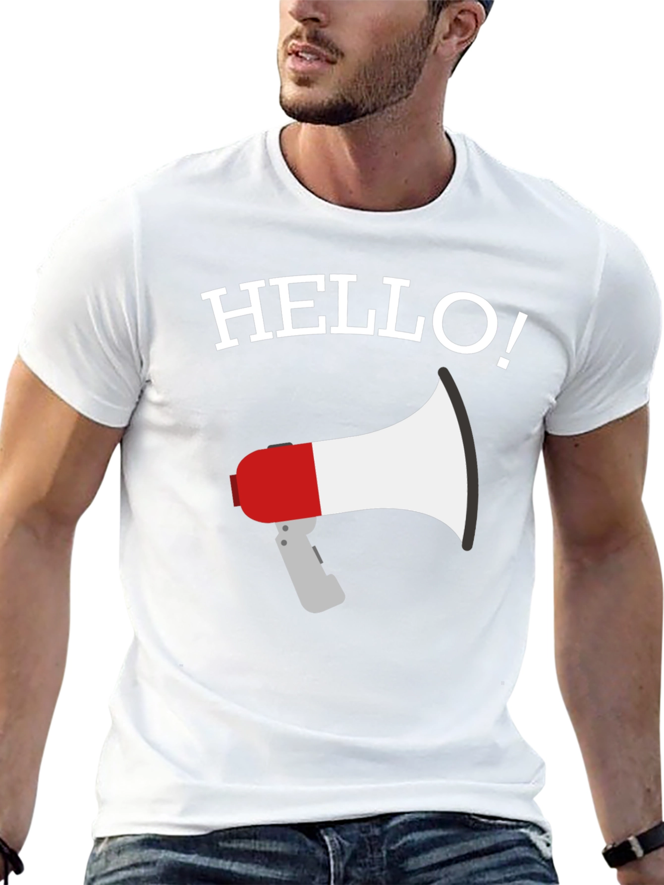 Hello Megaphone Graphic T-Shirt