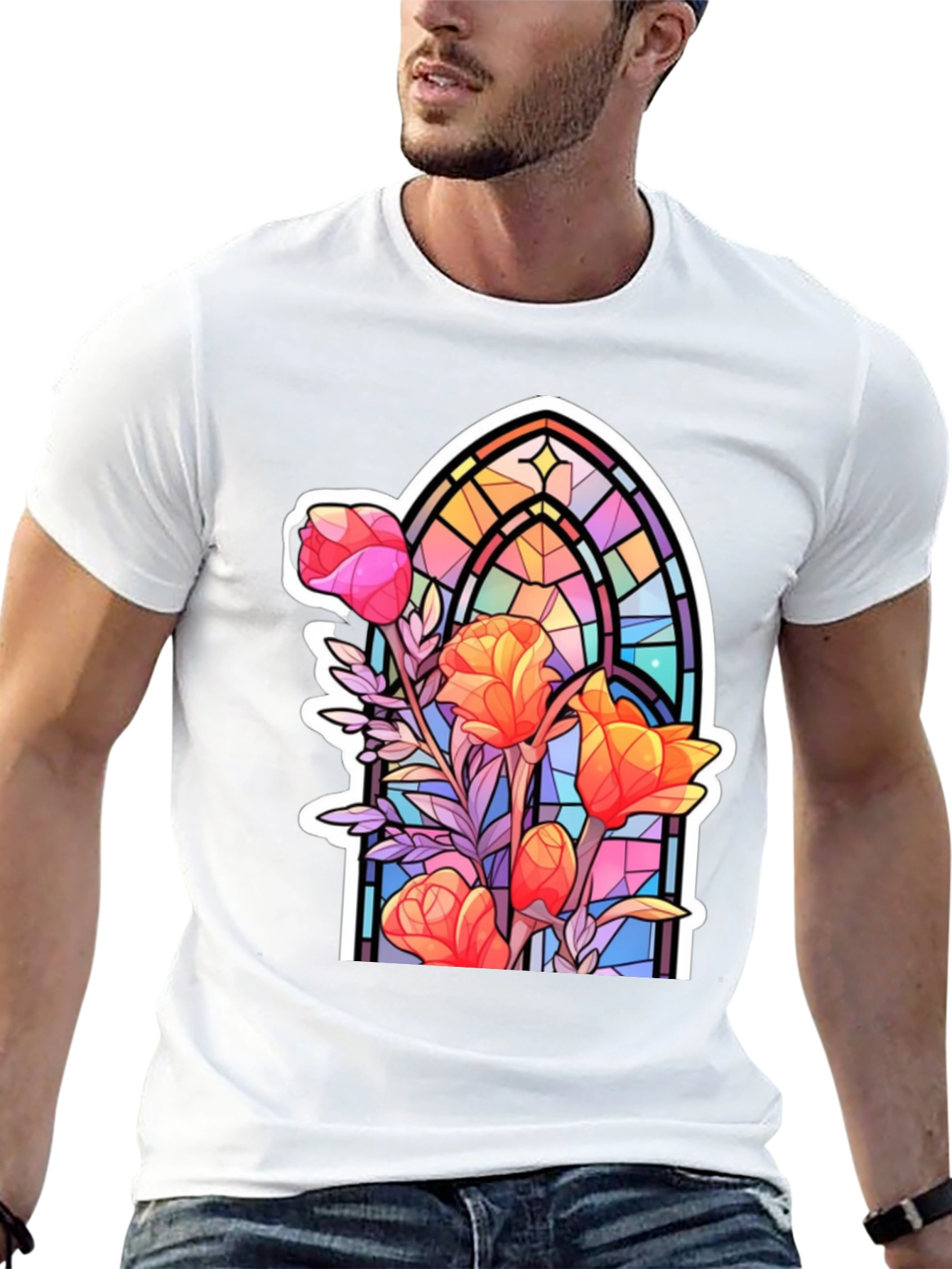 Stained Glass Floral Graphic Tee