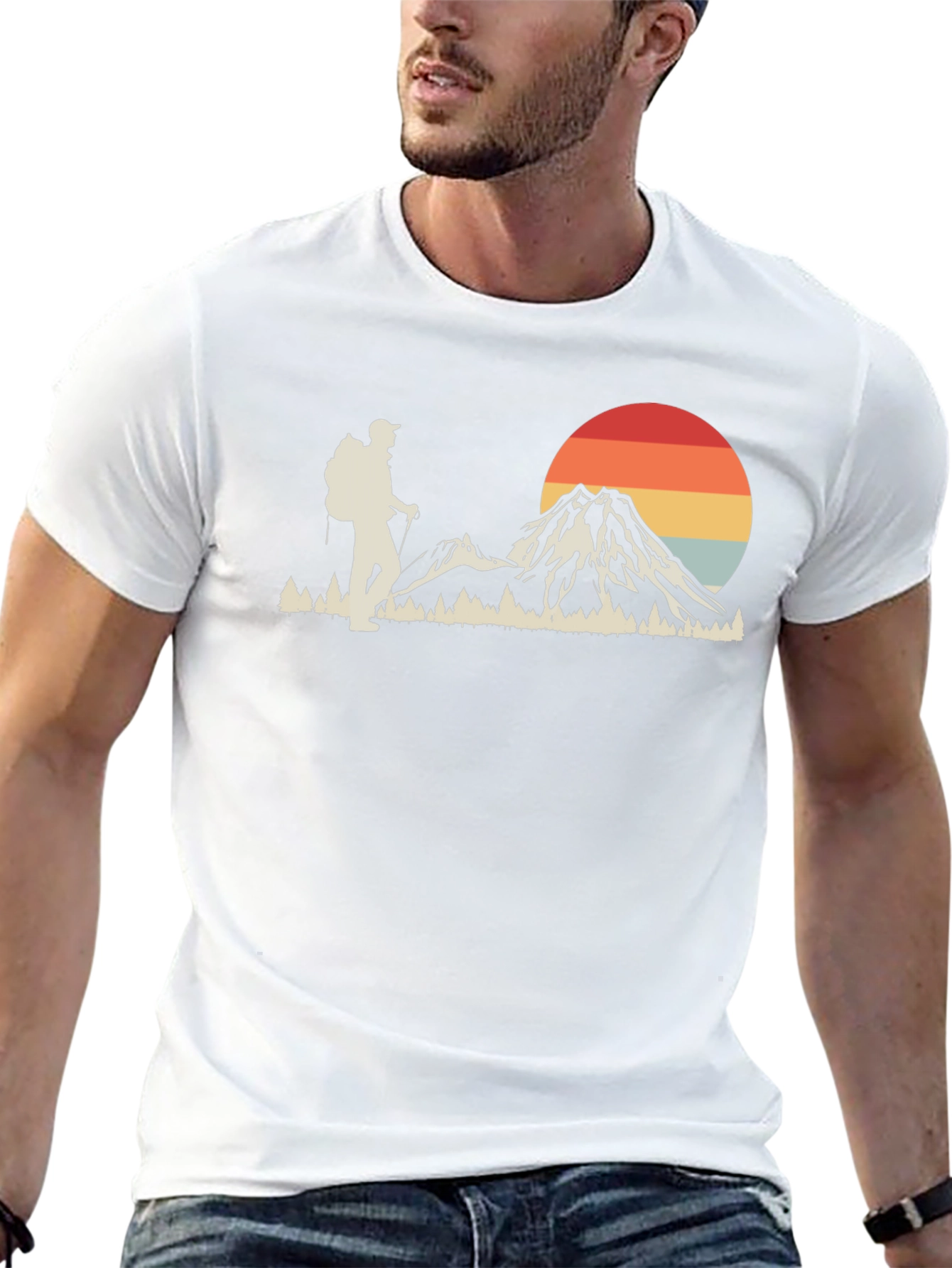 Retro Hiker Graphic Tee - Mountain Adventure Shirt