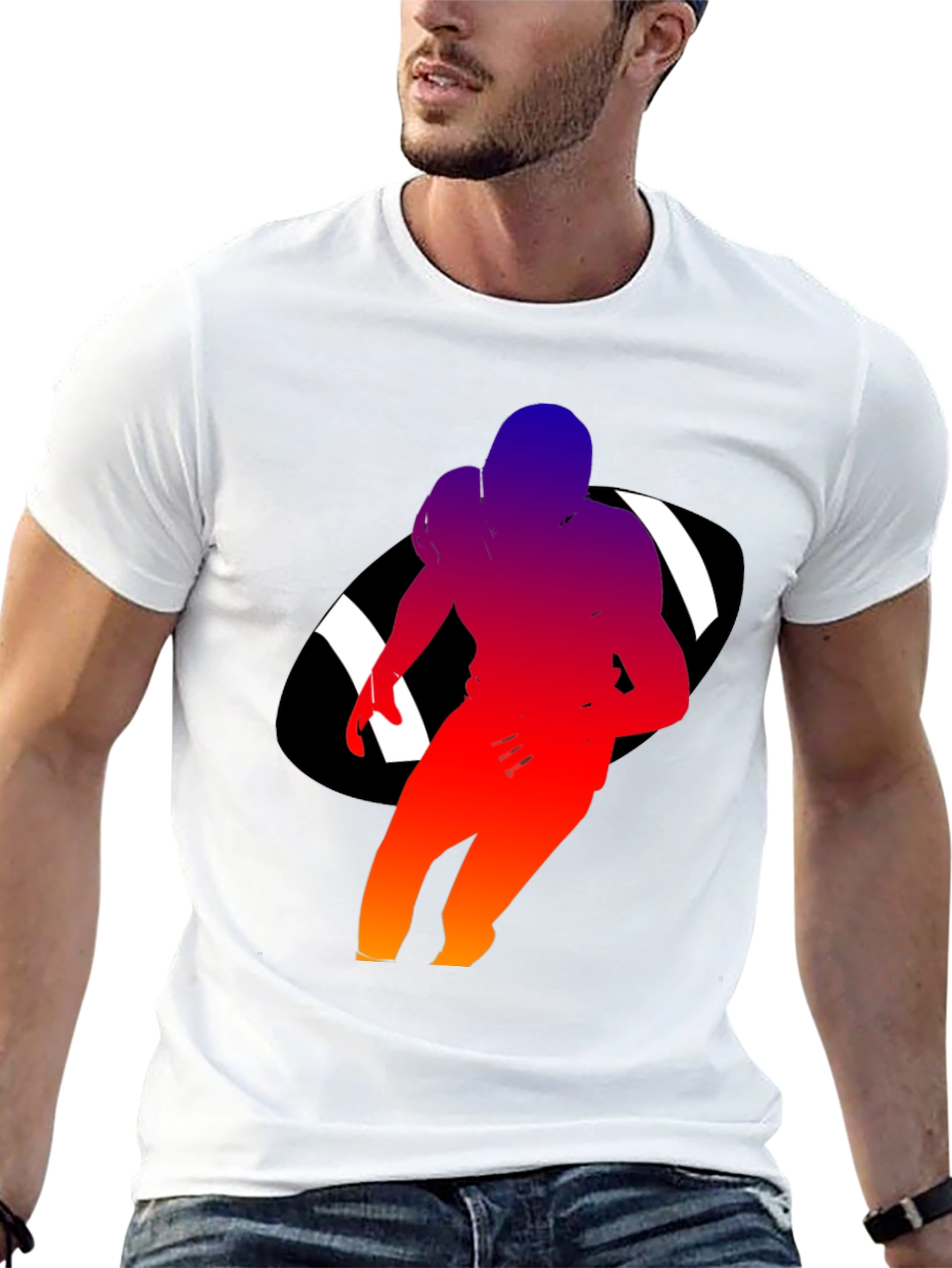 Football Player Graphic Black T-Shirt