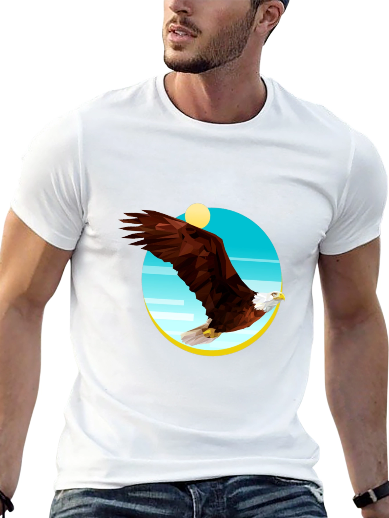 Geometric Eagle Graphic Tee - Mens Black T-Shirt