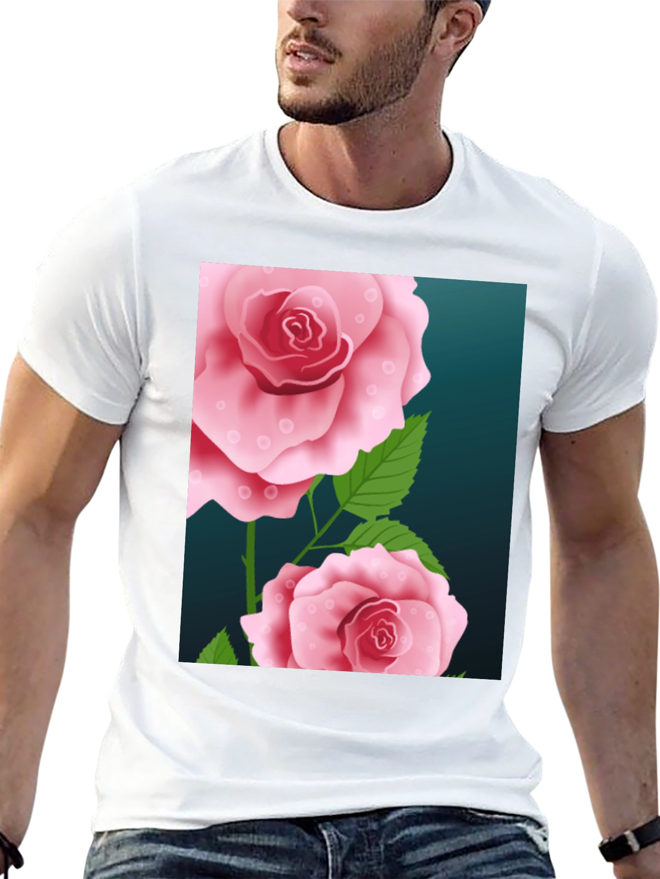 Floral Rose Graphic Black T-Shirt