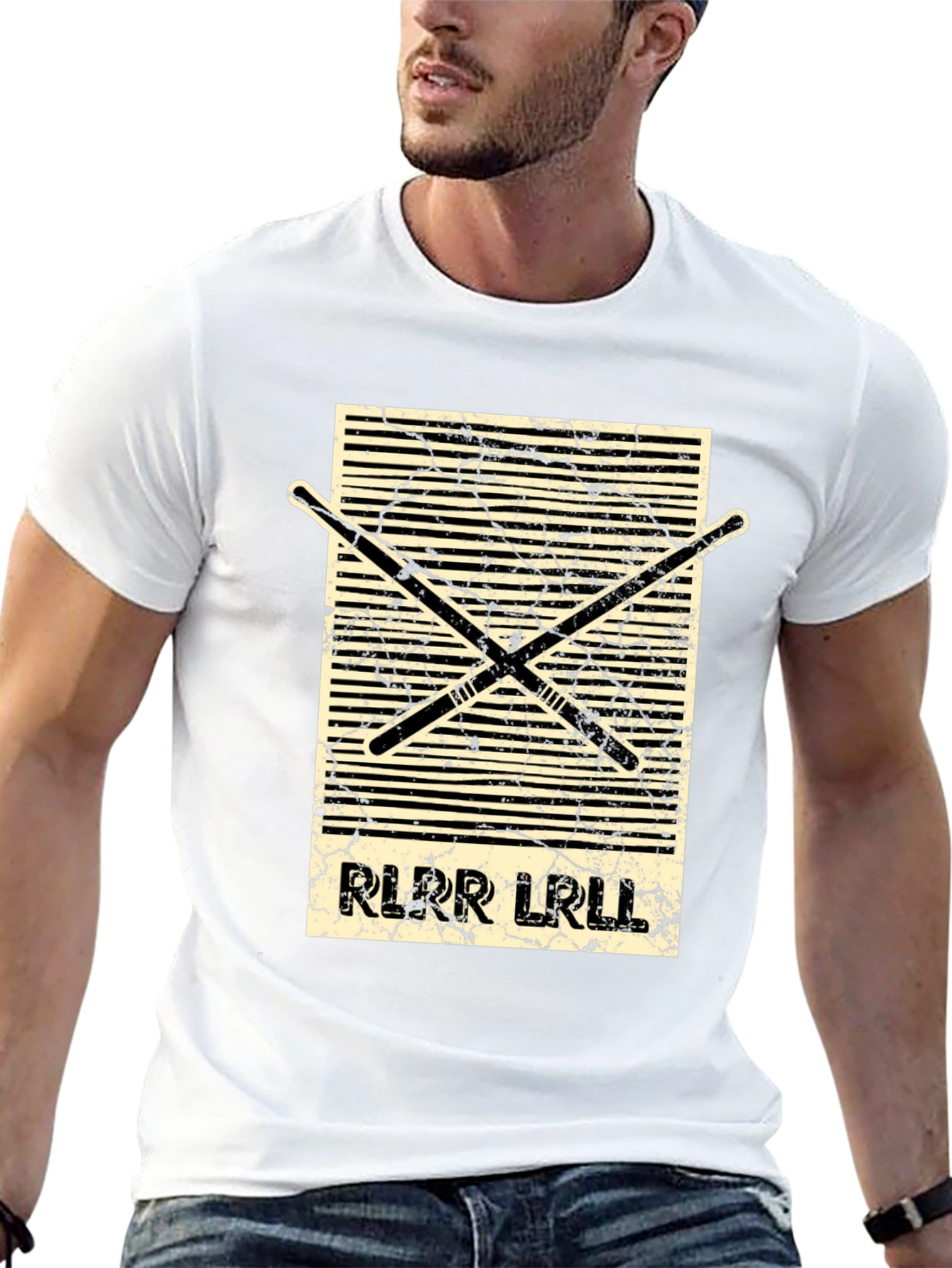 Drummers Rhythm Tee - RLRR LRLL Drumsticks Design