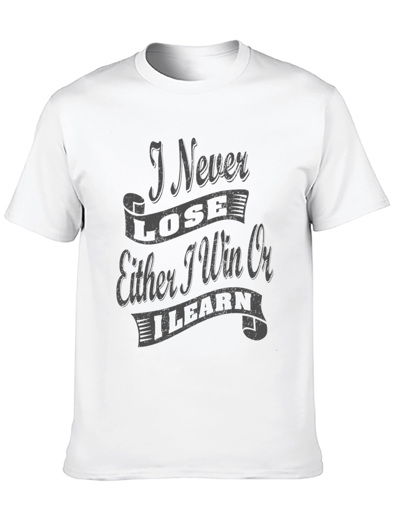 I Never Lose Mens Black Graphic T-Shirt