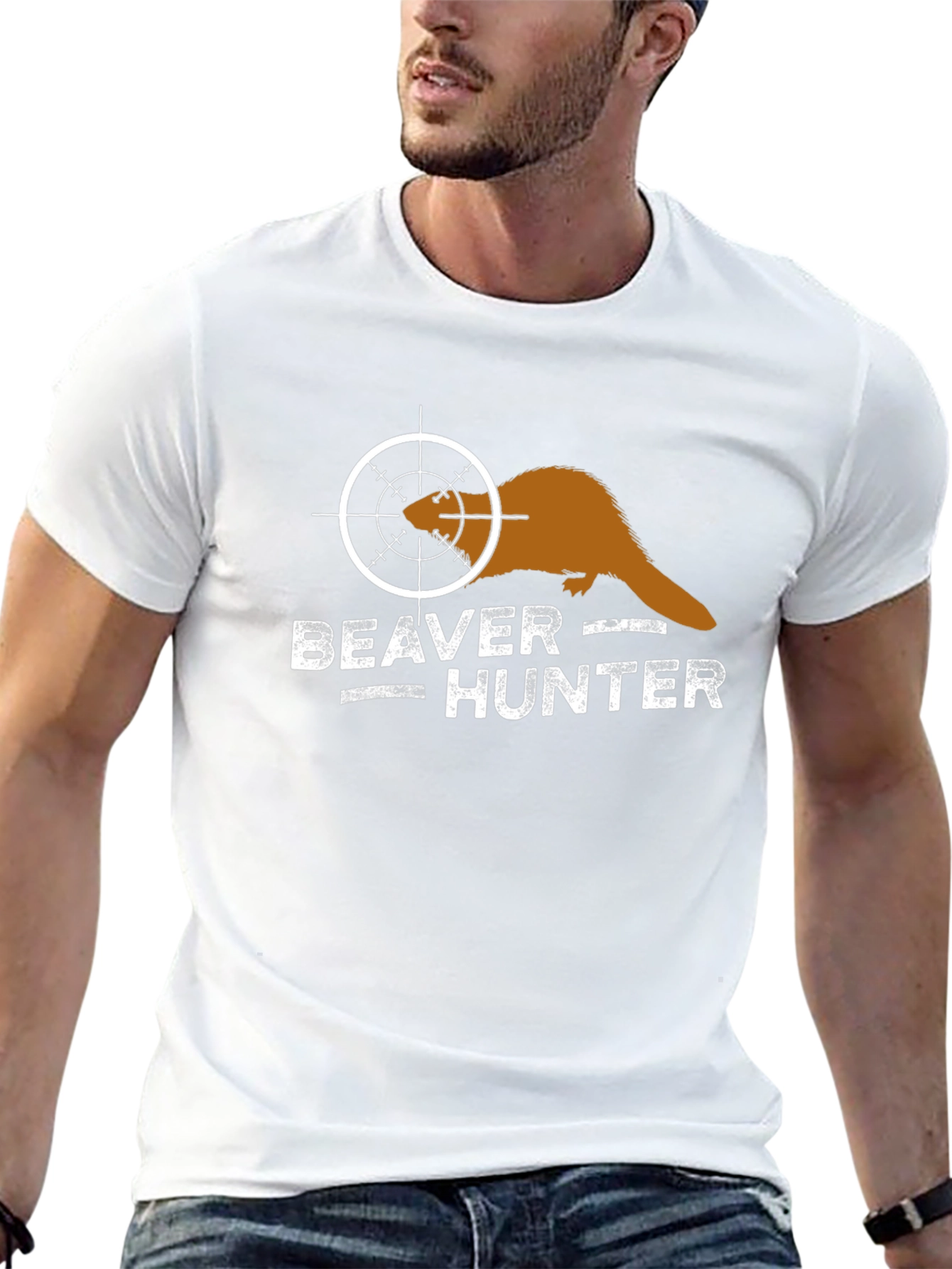 Beaver Hunter Graphic T-Shirt - Novelty Tee