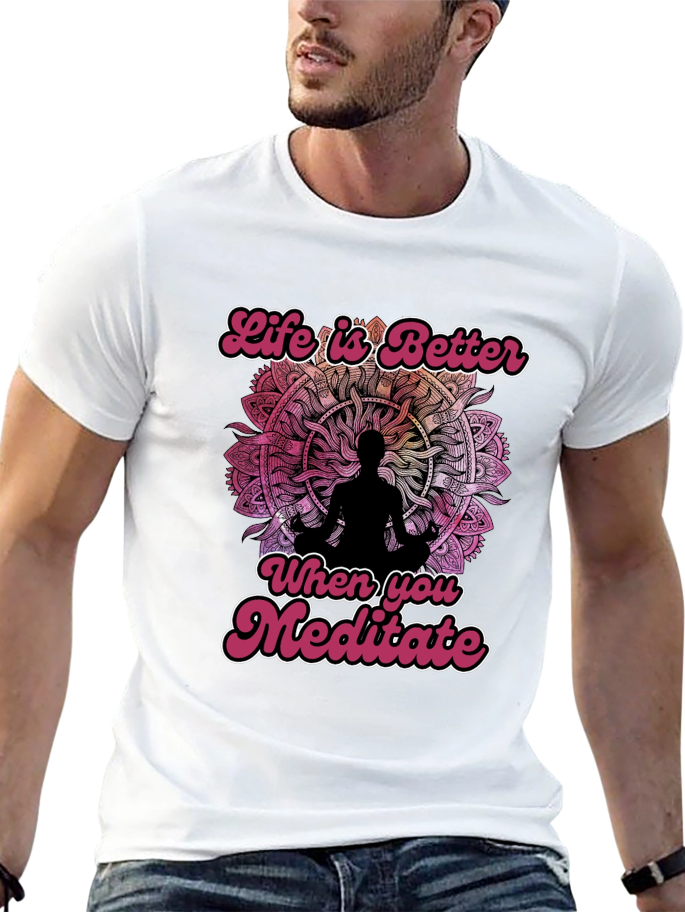 Life is Better Meditate Black Graphic Tee