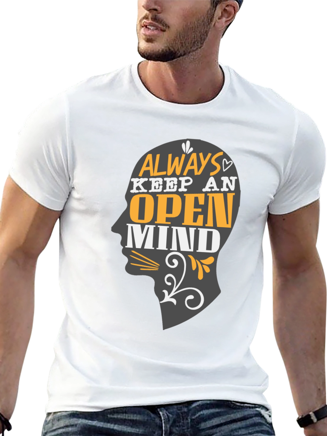 Open Mind Graphic Print Black Tee