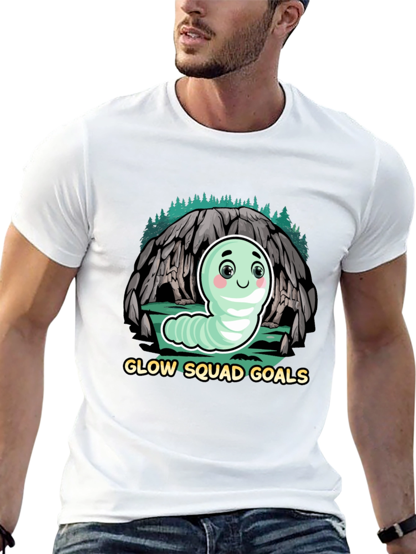 Glow Squad Goals T-Shirt - Cute Worm Design