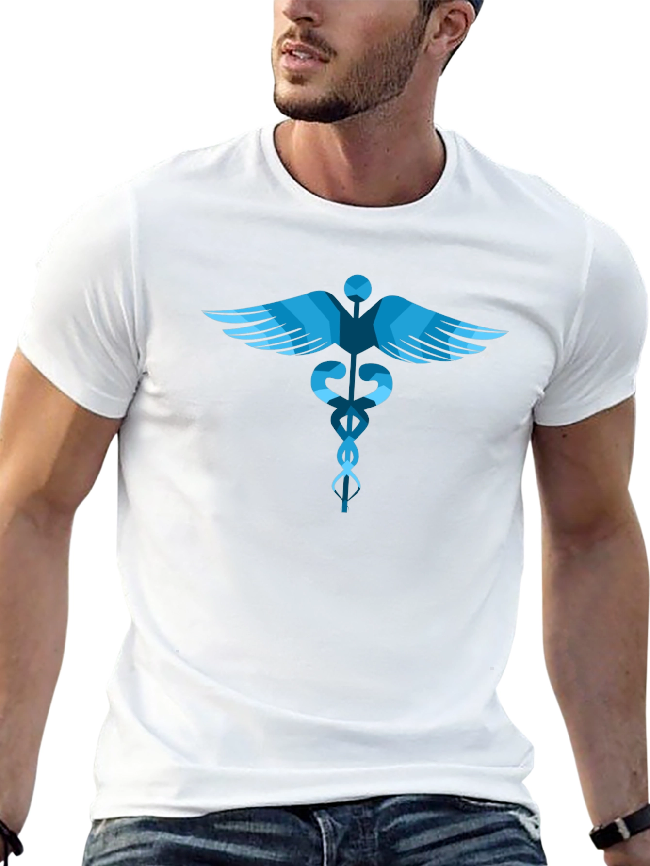 Caduceus Graphic Tee - Black Cotton T-Shirt