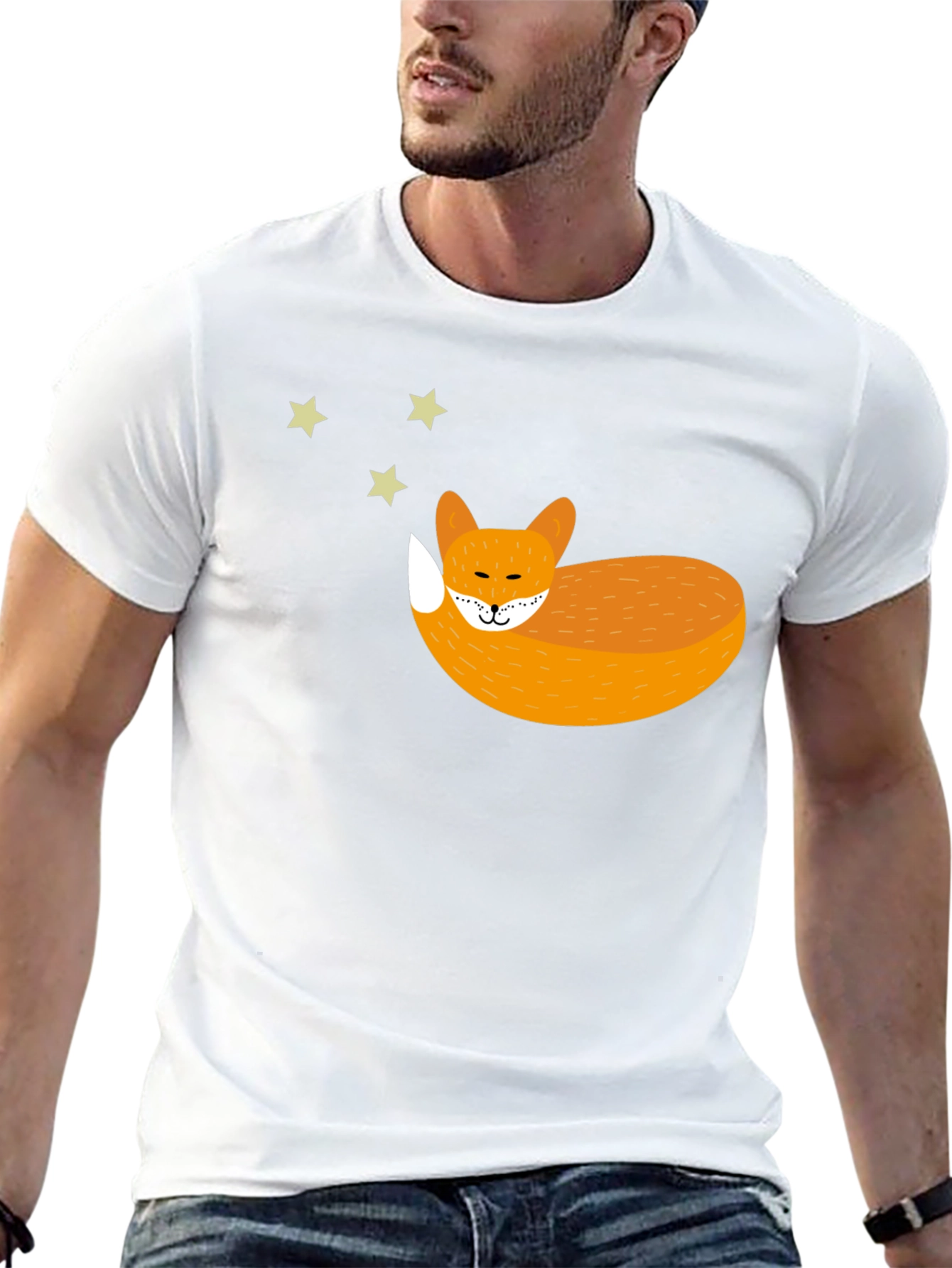 Sleeping Fox Graphic Tee - Unisex Black T-Shirt