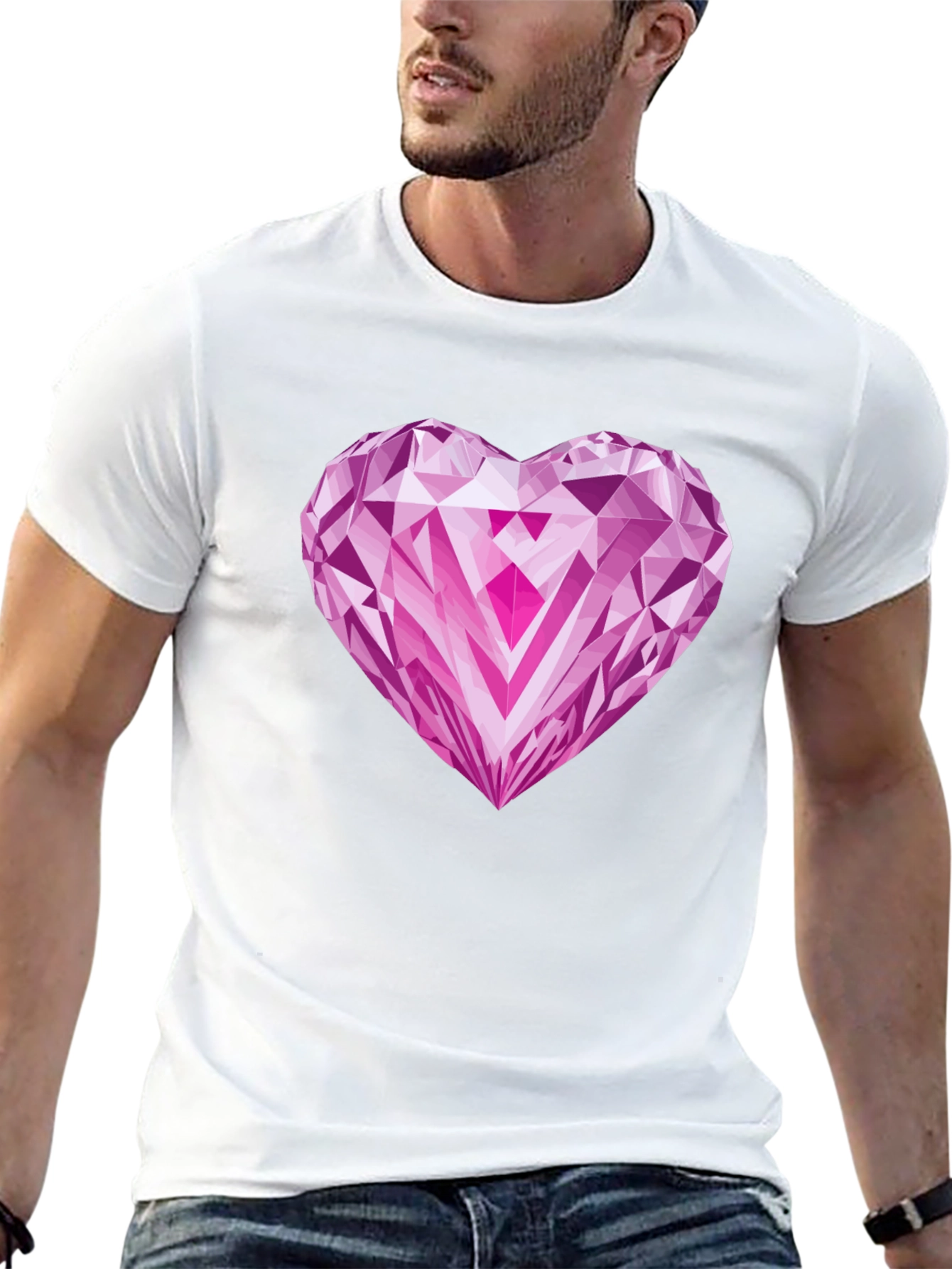 Heart Diamond Graphic Tee - Stylish Black T-Shirt