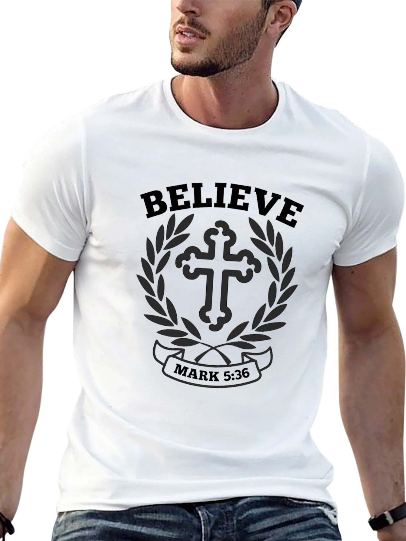 Believe Christian T-Shirt - Mark 5:36 Religious Tee