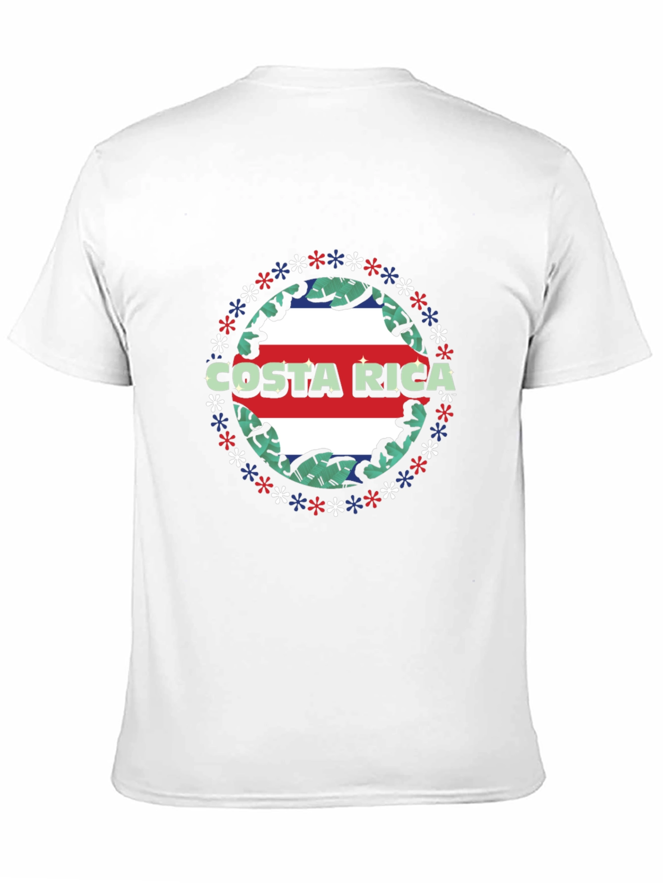 Costa Rica Flag T-Shirt - Tropical Leaf Design