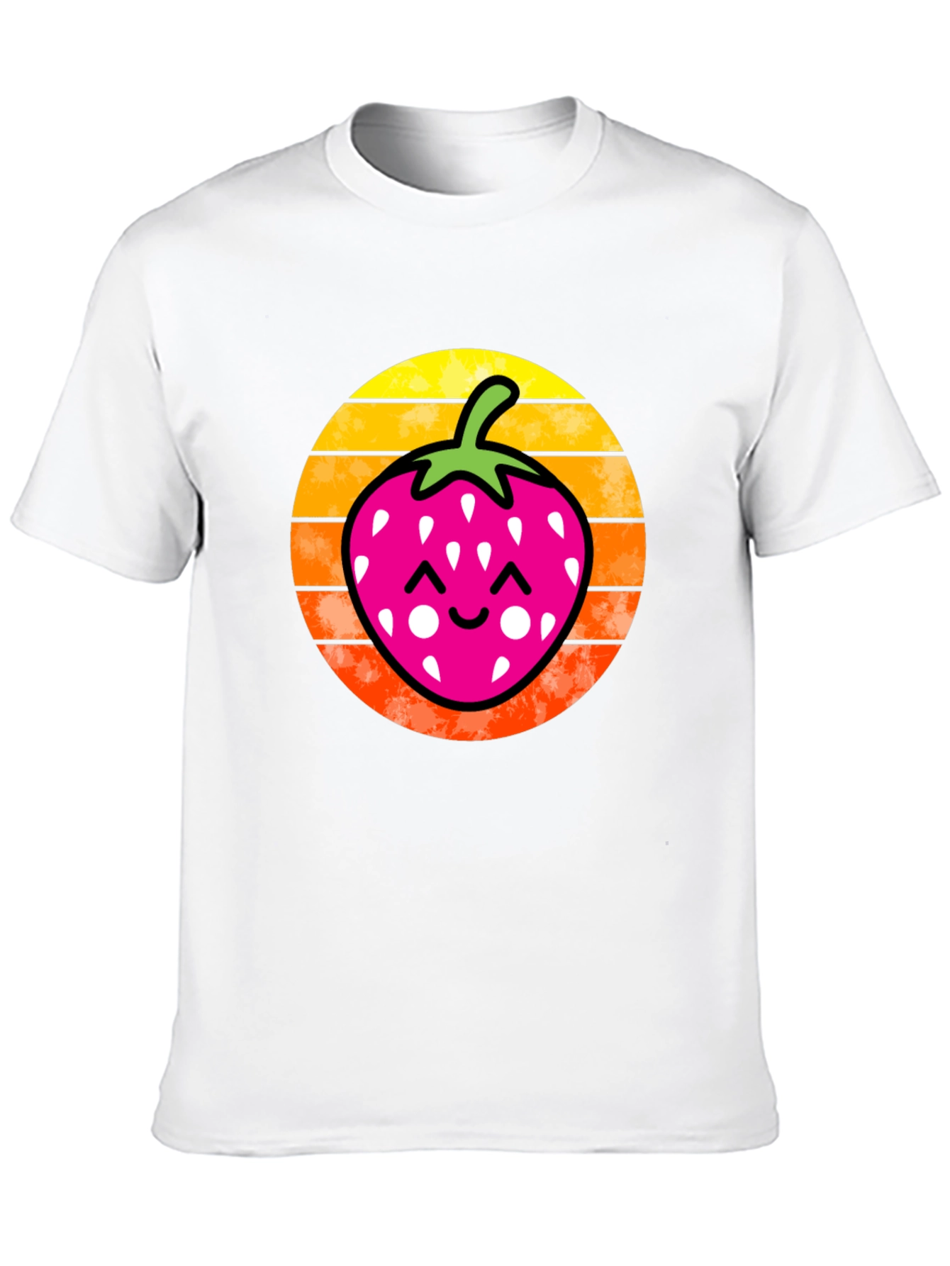 Strawberry Sunset Graphic Tee - Black Cotton Shirt