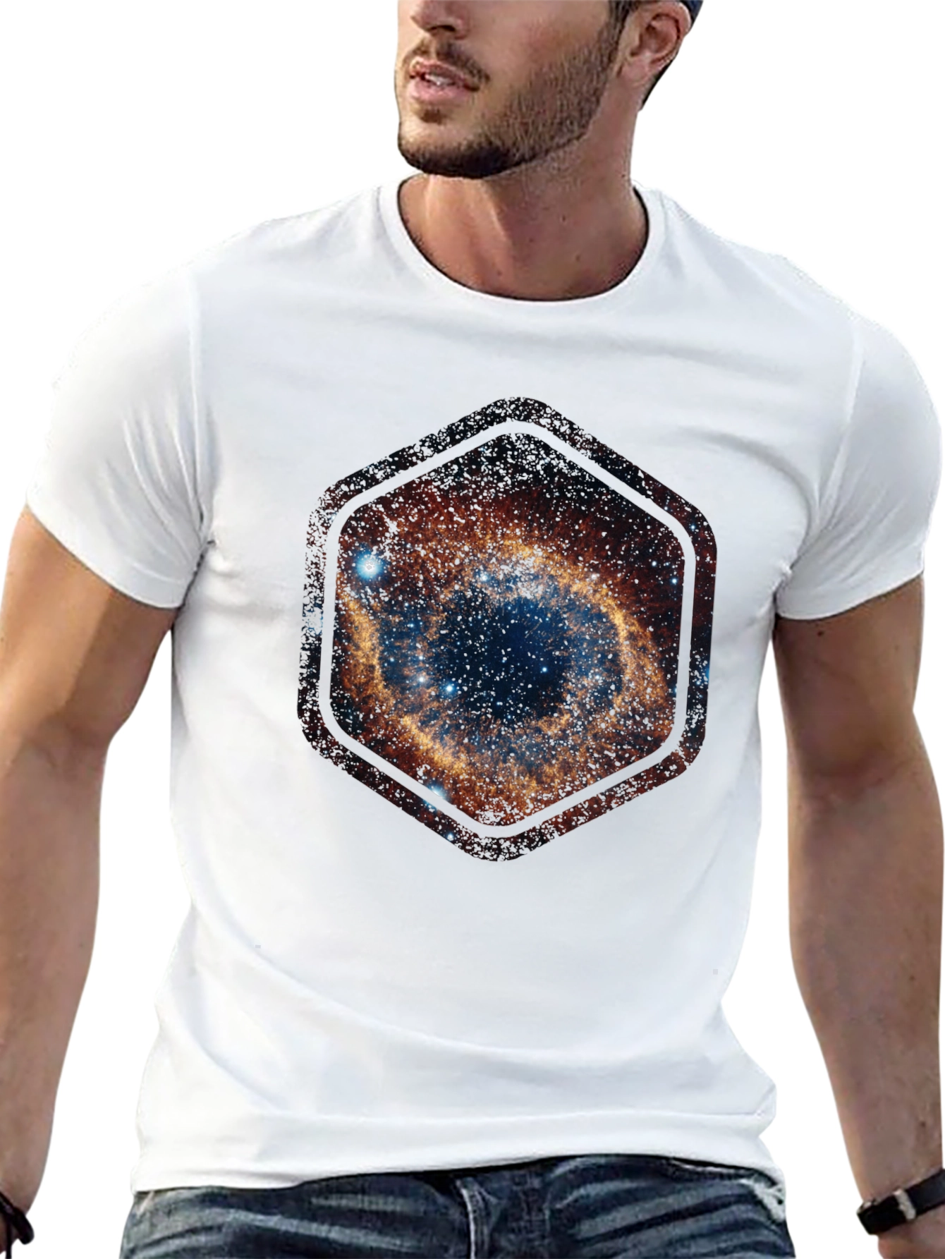 Nebula Galaxy Hexagon T-Shirt - Space Design