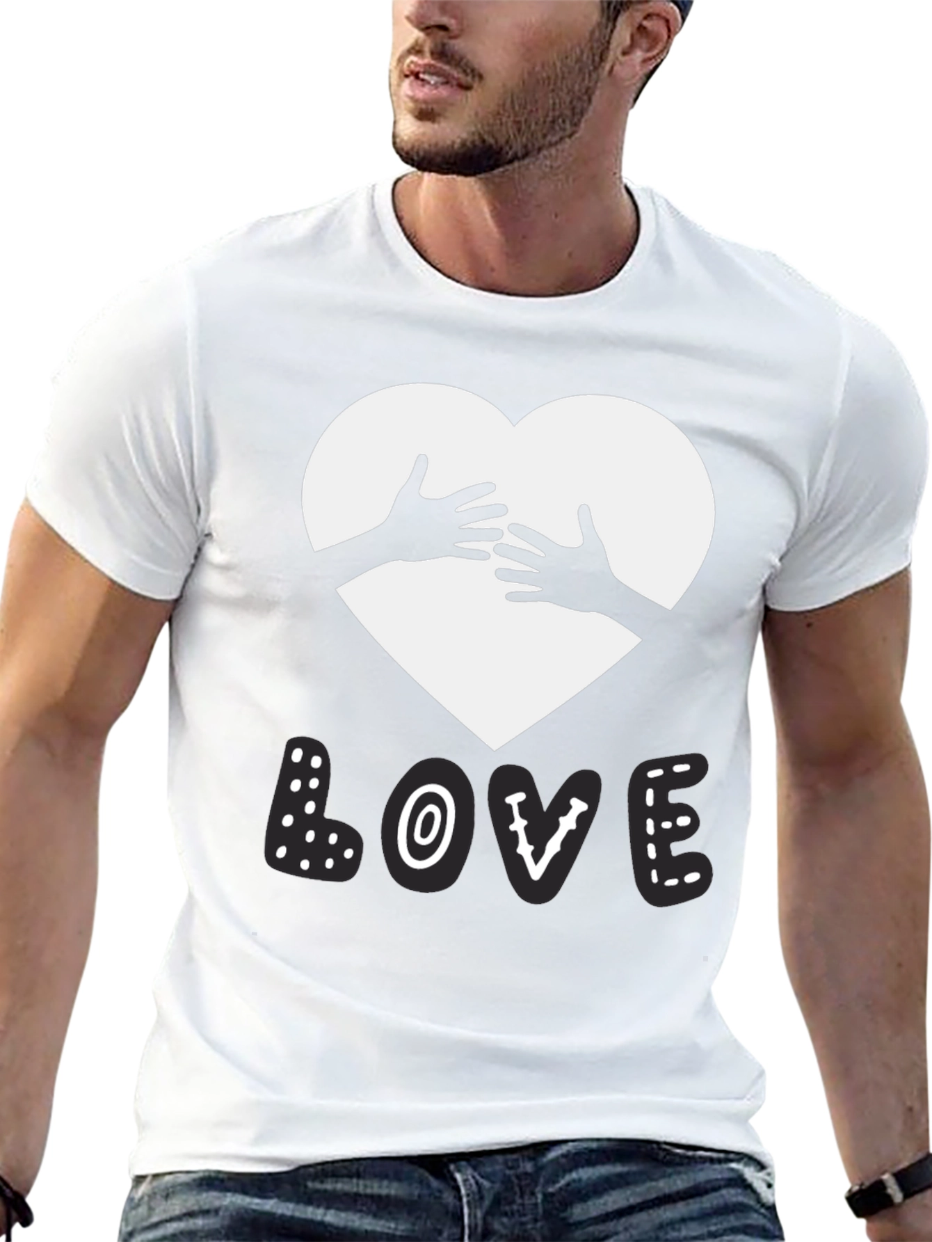 Love Heart Hands Graphic Black T-Shirt
