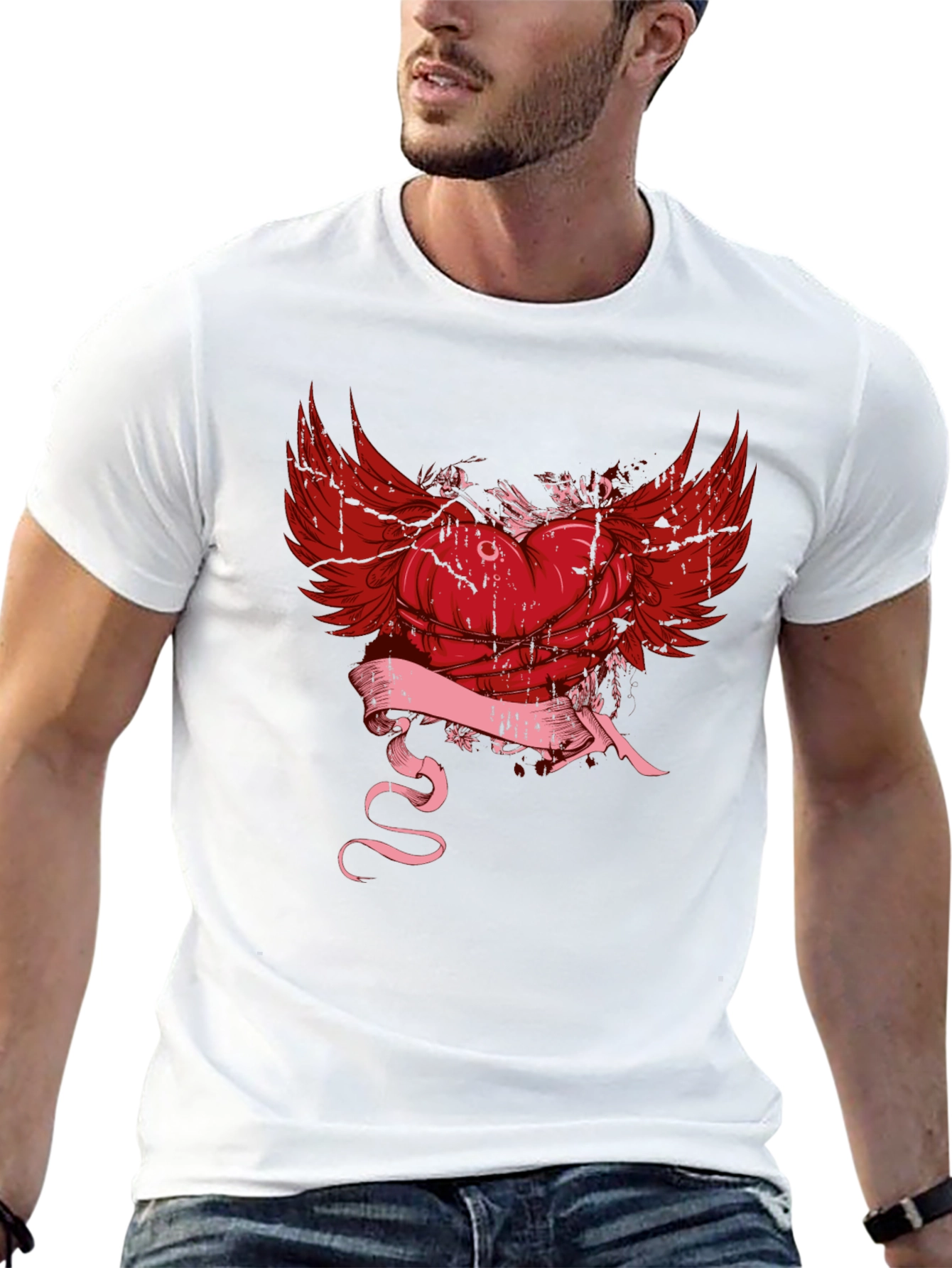 Winged Heart Graphic Tee - Edgy Style