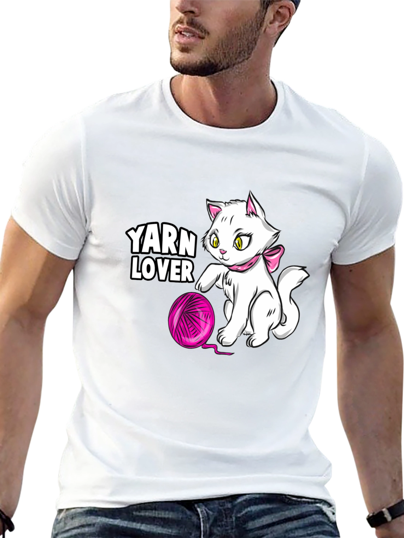 Yarn Lover Cat T-Shirt - Black