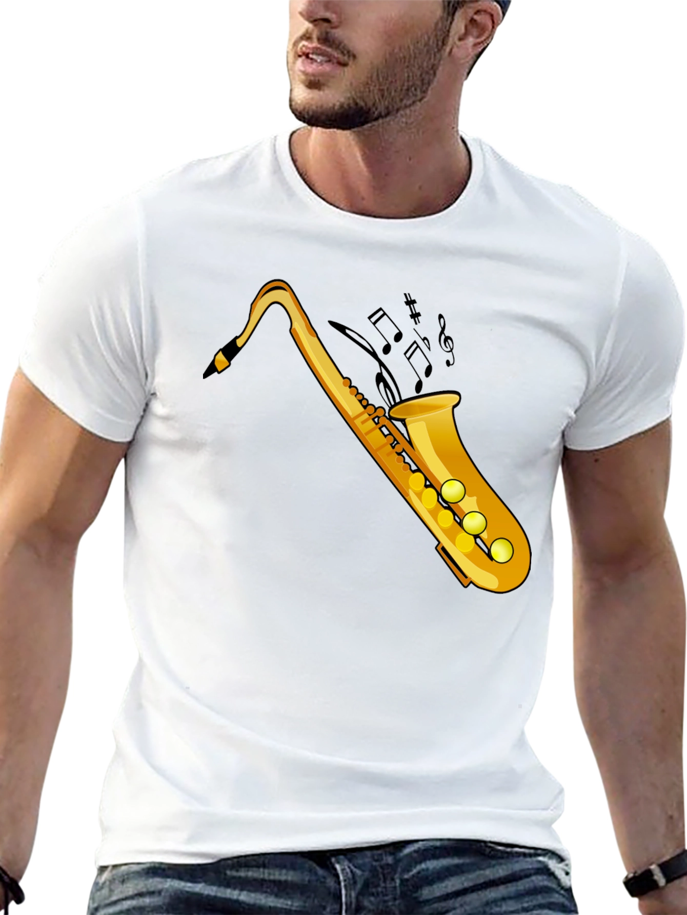 Saxophone Graphic Tee - Black T-Shirt